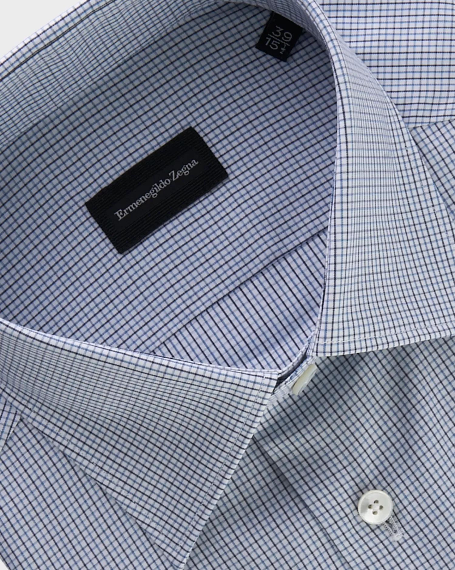 Ermenegildo Zegna Blue And Black Check Cotton Shirt^ Business Shirts