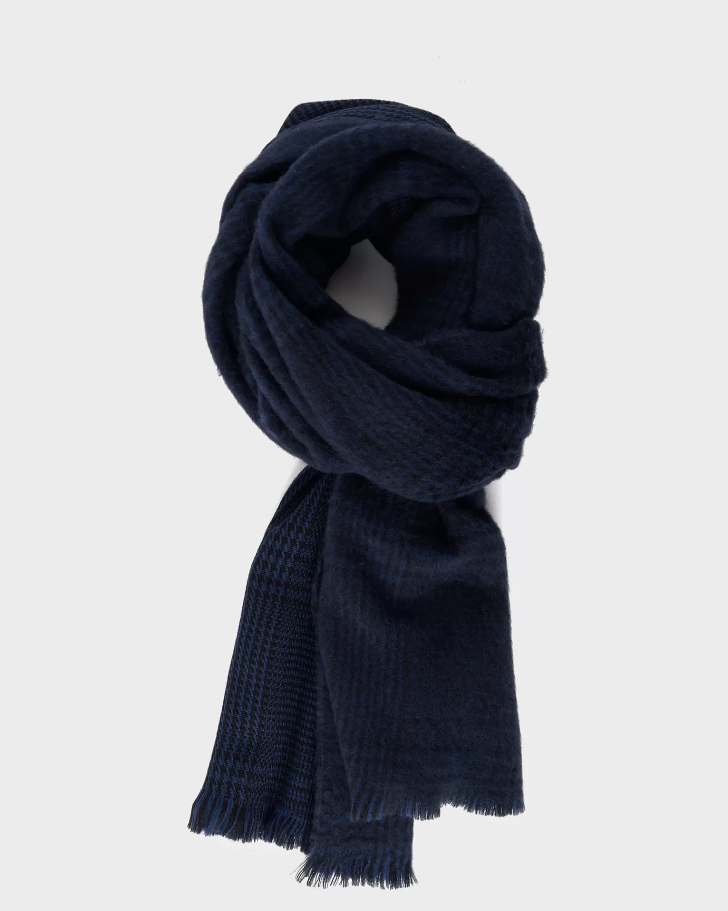 Altea Blue And Black Houndstooth Wool Scarf^ Scarves