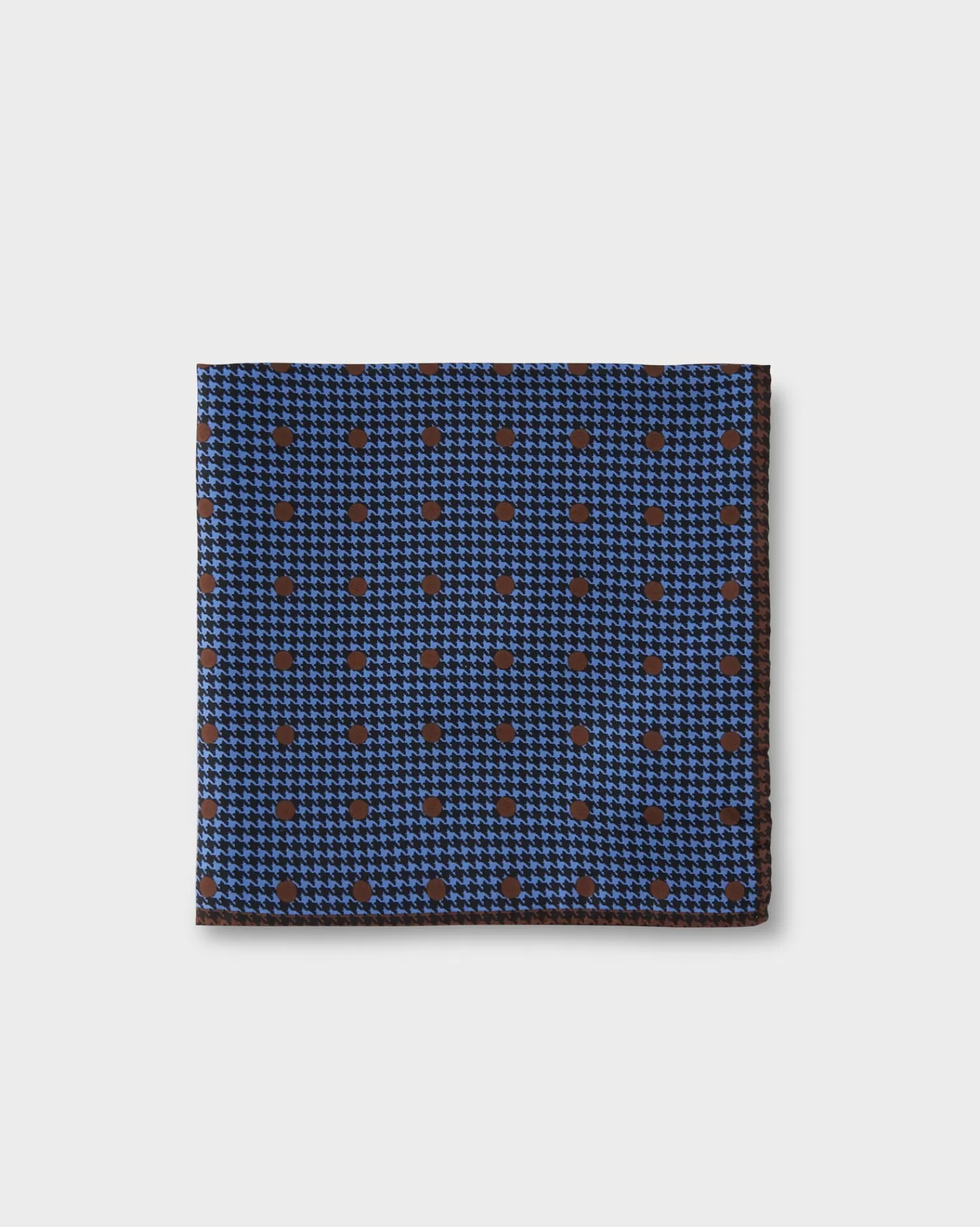 Altea Blue And Brown Houndstooth Polkadot Pocket Square^ Pocket Squares