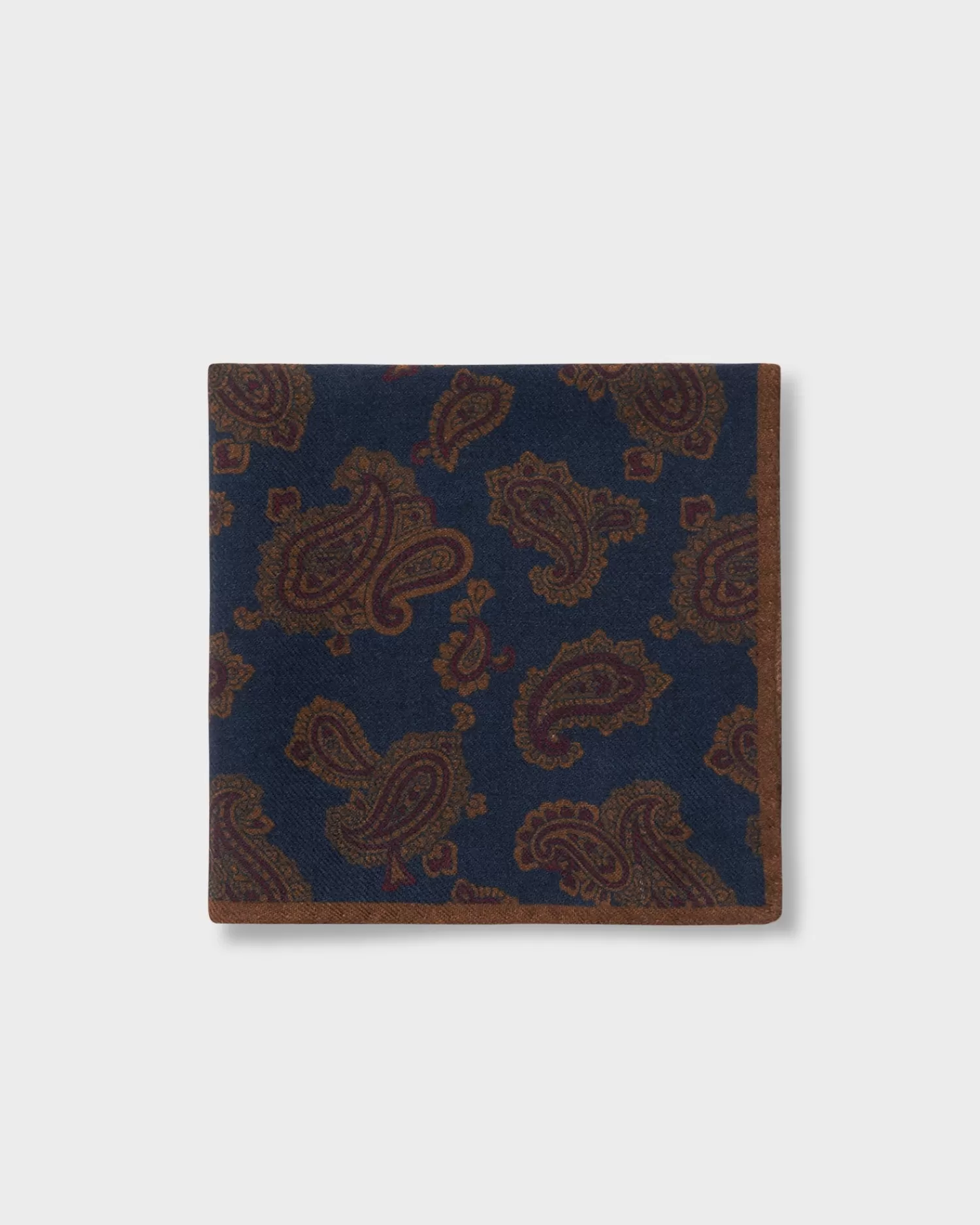 Altea Blue And Gold Paisley Wool Pocket Square^ Pocket Squares