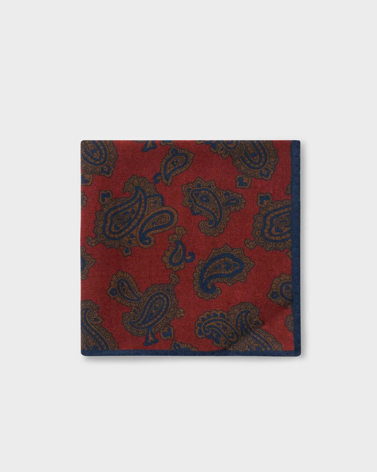 Altea Blue And Gold Wool Paisley Pocket Square^ Pocket Squares