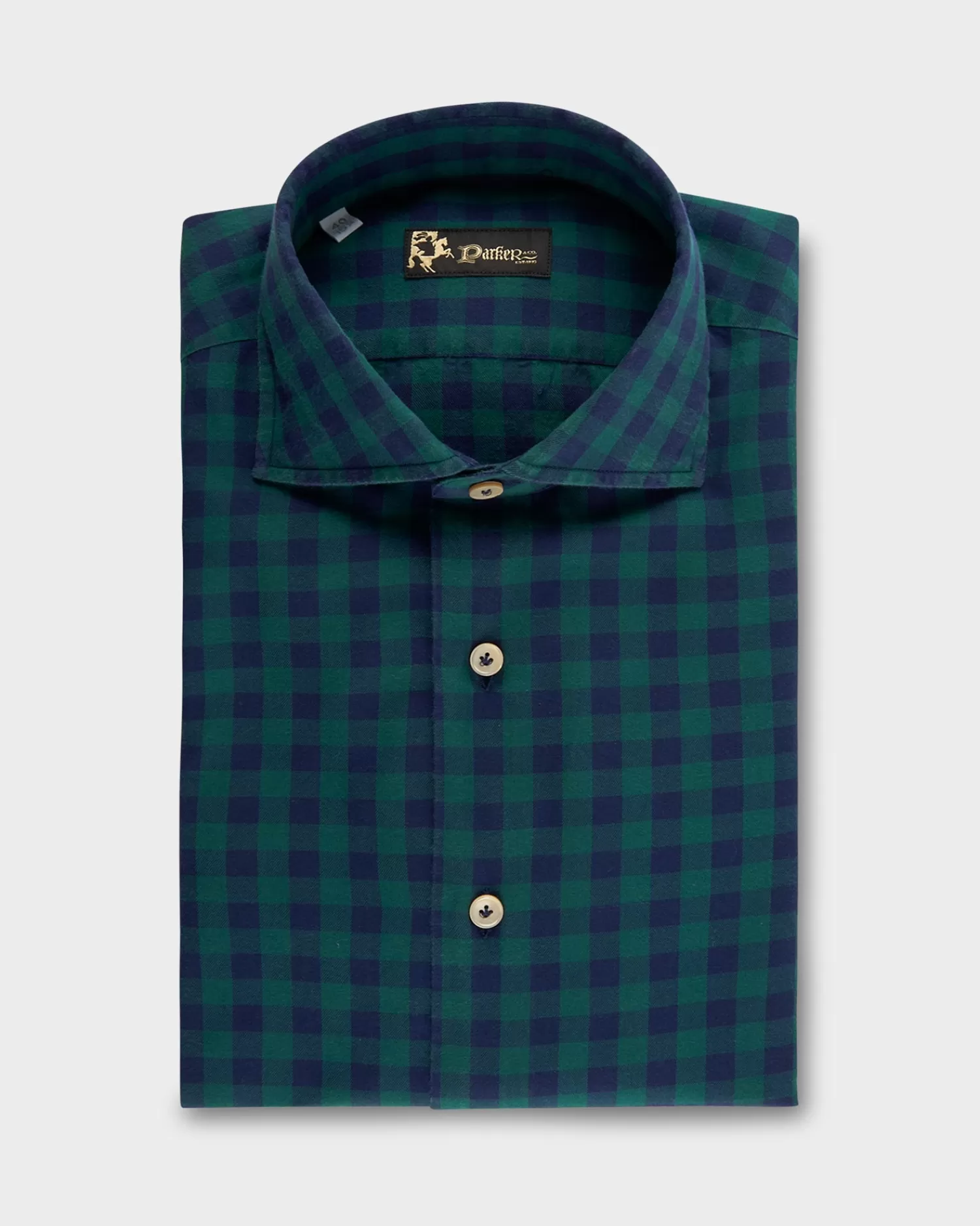 * Blue And Green Cotton Flannel Check Shirt^ Casual Shirts