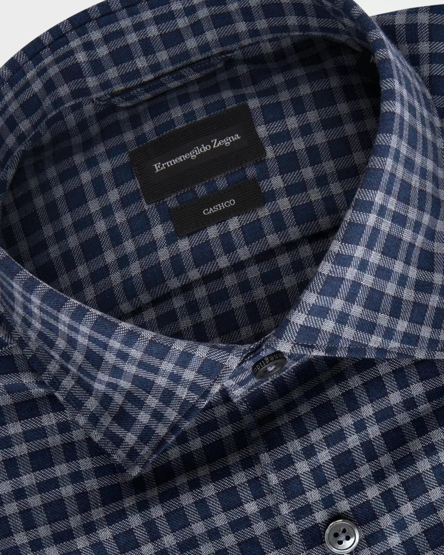 Ermenegildo Zegna Blue And Grey Cashco Check Shirt^ Casual Shirts