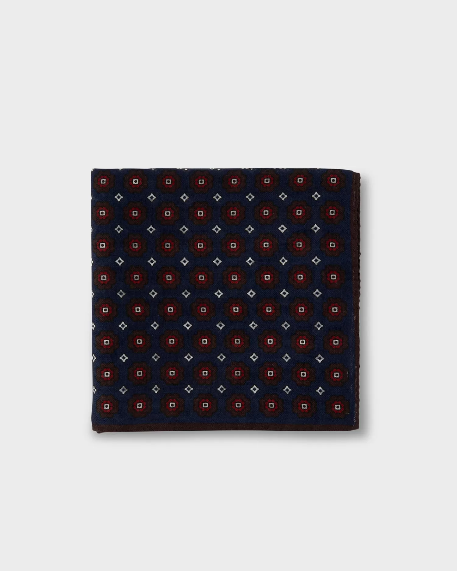 Altea Blue And Red Pattern Wool Pocket Square^ Scarves