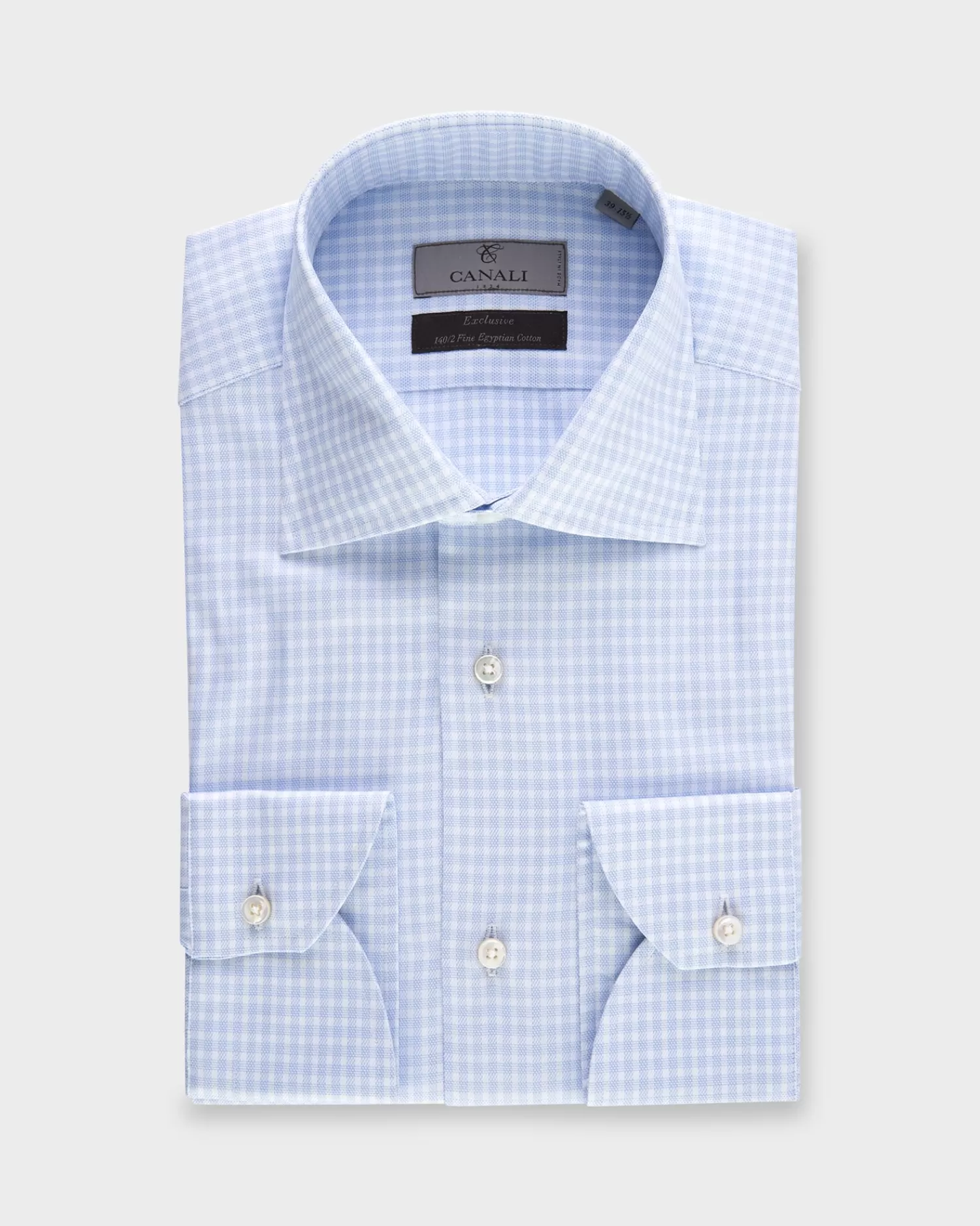 Canali Blue And White Check Egyptian Cotton Shirt^ Business Shirts