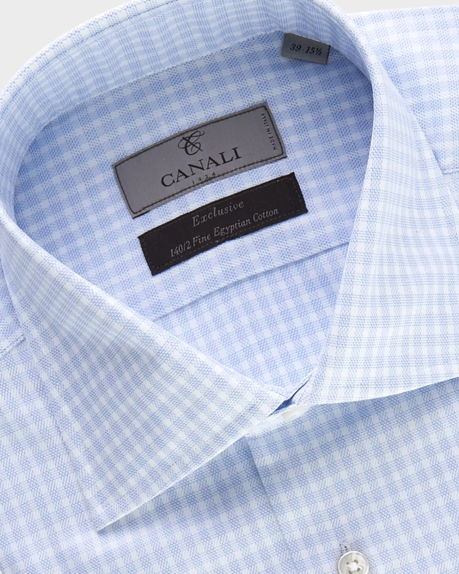 Canali Blue And White Check Egyptian Cotton Shirt^ Business Shirts