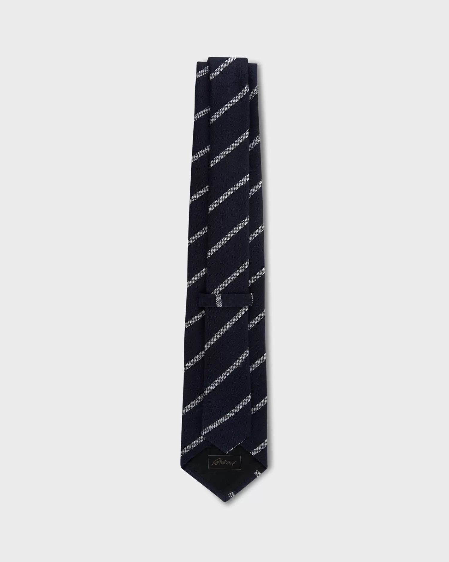 Brioni Blue And White Diagonal Stripe Tie^ Ties