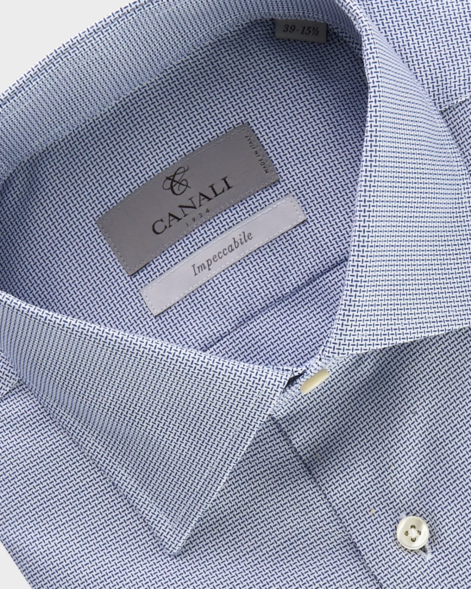 Canali Blue And White Micro Pattern Impeccabile Cotton Shirt^ Business Shirts