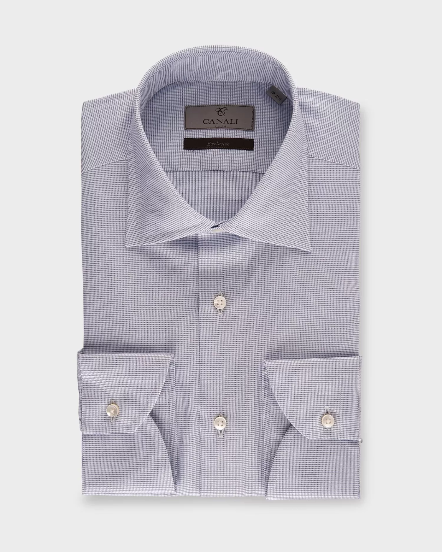 Canali Blue And White Microtexture Exclusive Cotton Shirt^ Business Shirts