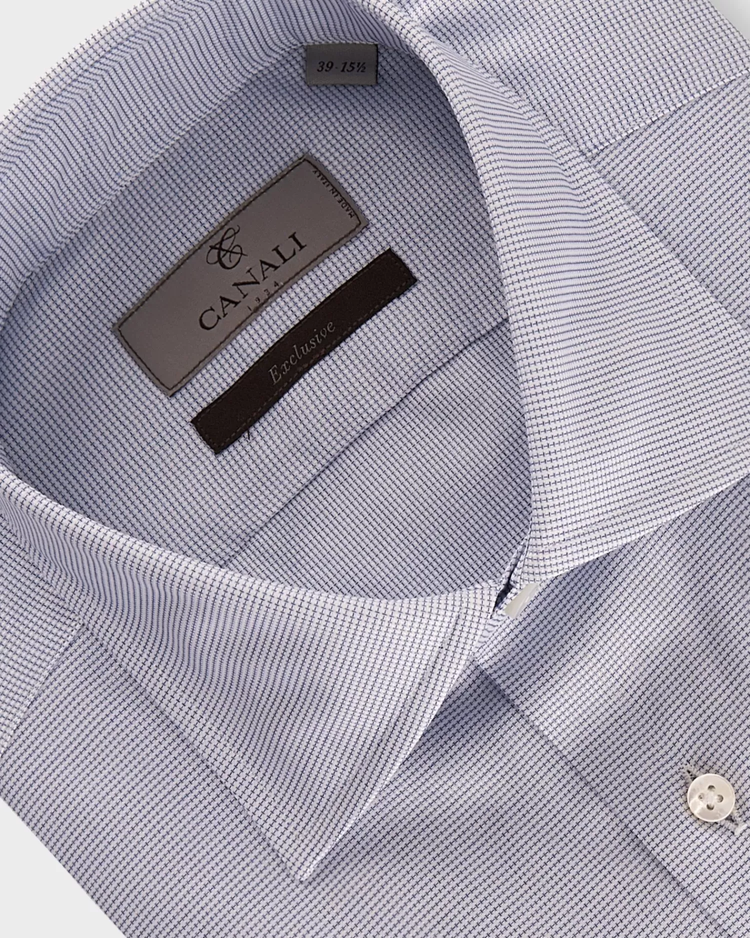 Canali Blue And White Microtexture Exclusive Cotton Shirt^ Business Shirts