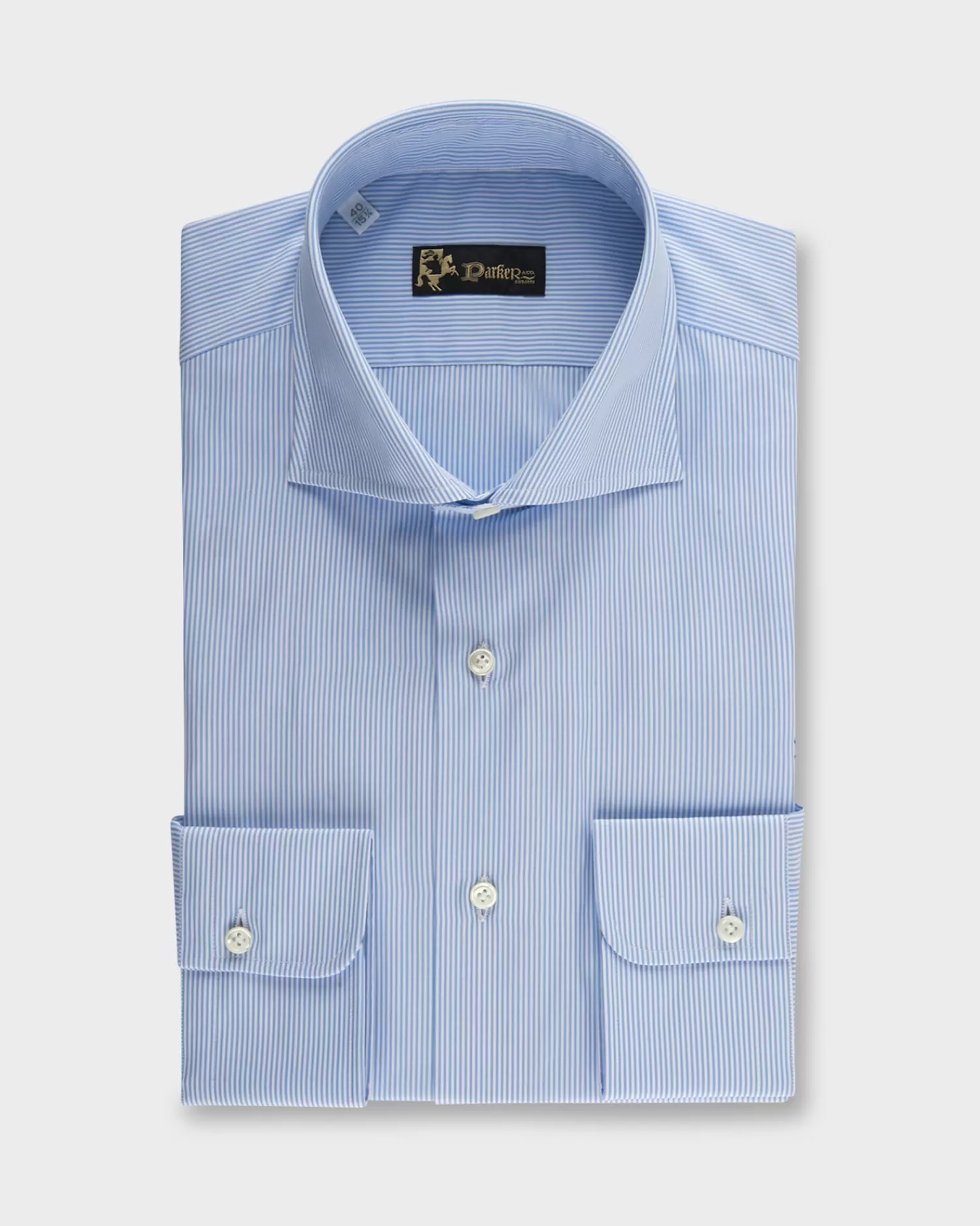 * Blue And White Pinstripe Cotton Business Shirt^ Business Shirts