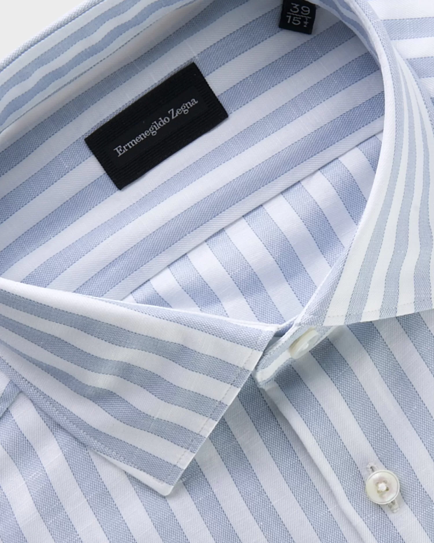 Ermenegildo Zegna Blue And White Stripe Cotton Linen Milano Shirt^ Casual Shirts