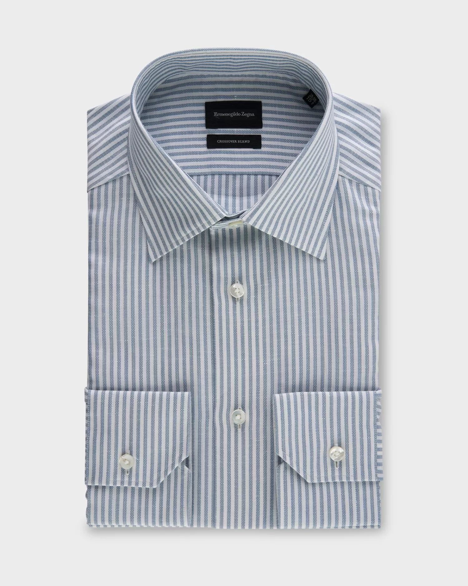 Ermenegildo Zegna Blue And White Stripe Crossover Blend Shirt^ Business Shirts