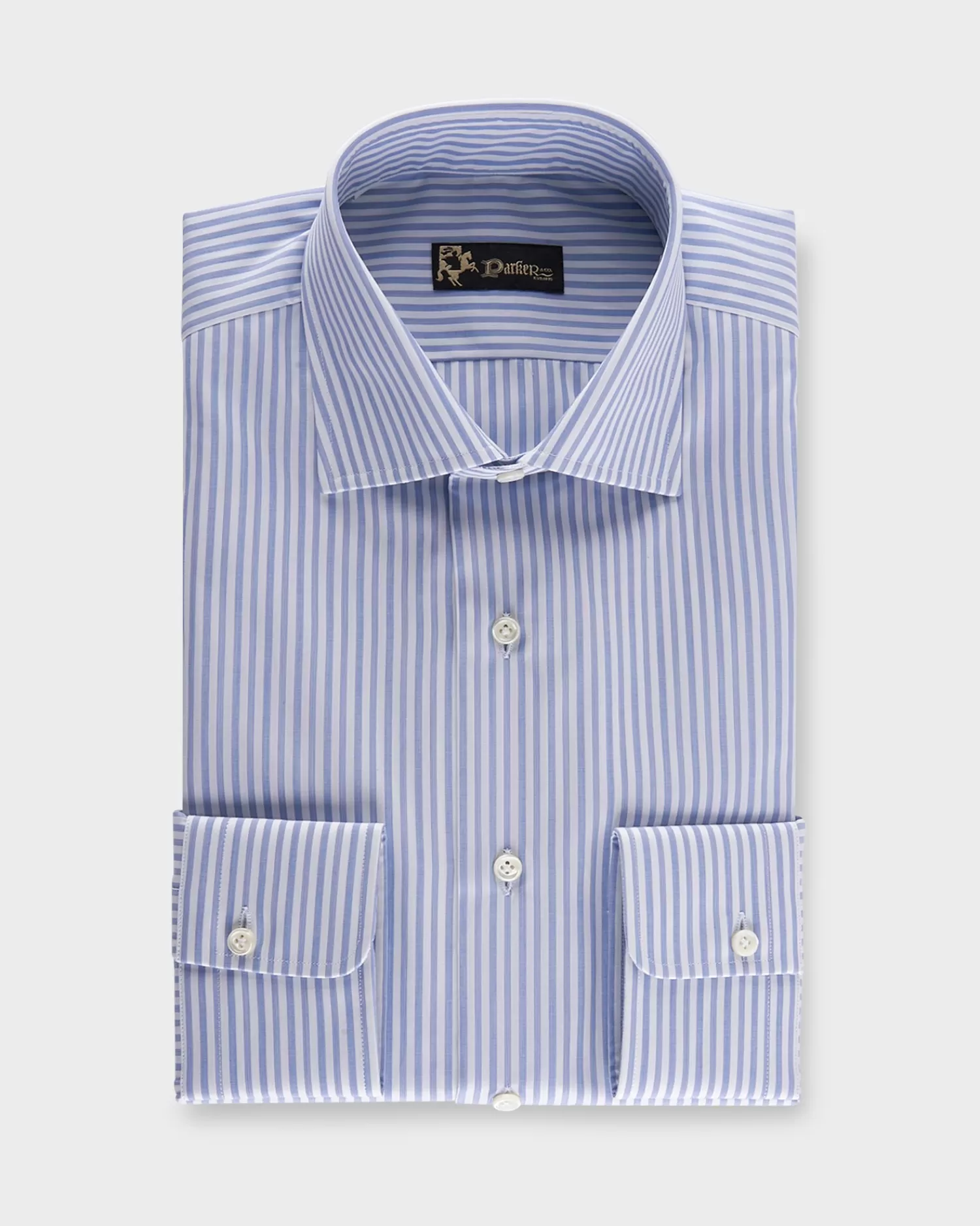 * Blue And White Stripe Tailored Cotton Shirt^ Business Shirts