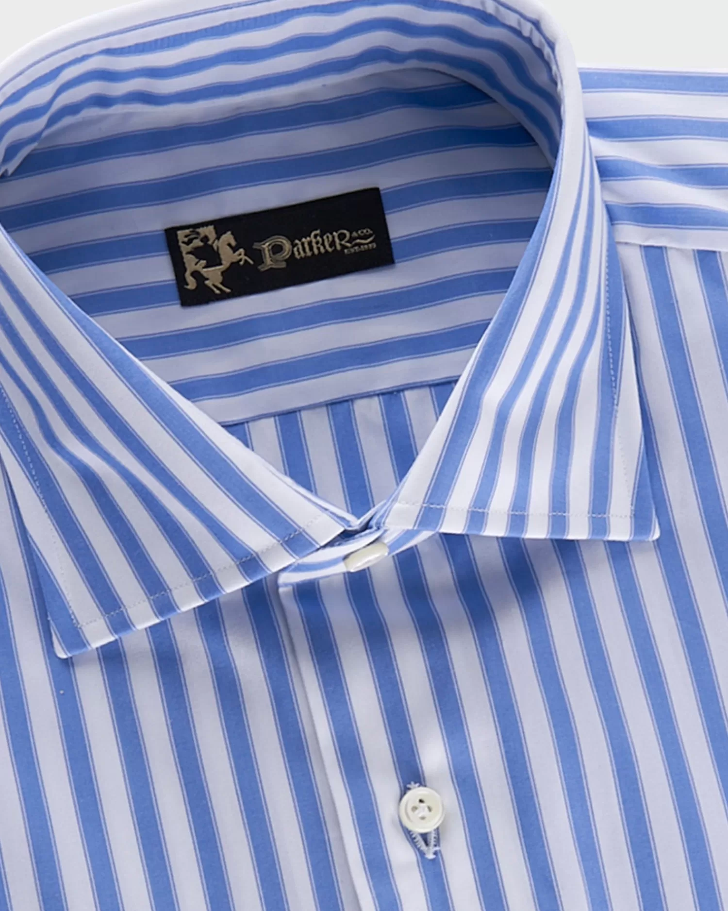 * Blue And White Stripe Tailored Fit Cotton Shirt^ Business Shirts