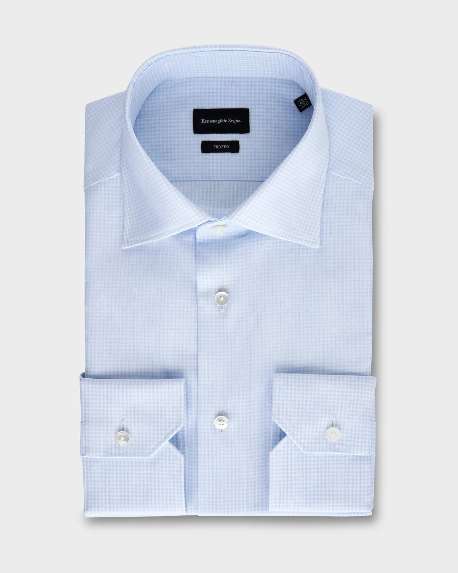 Ermenegildo Zegna Blue And White Trofeo Cotton Shirt^ Business Shirts