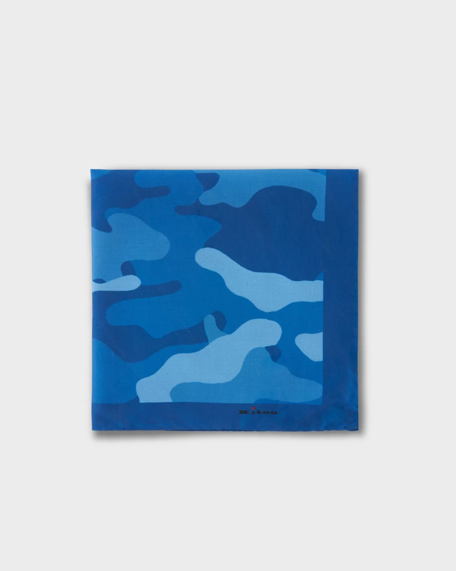 Kiton Blue Camo Silk Pocket Square^ Pocket Squares