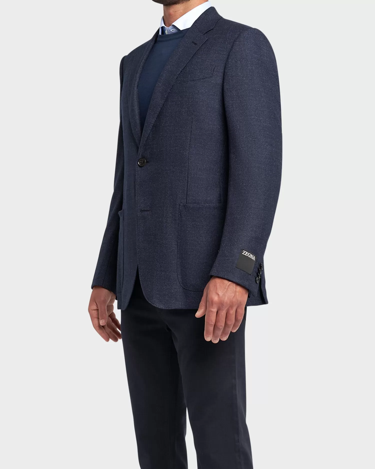 Zegna Blue Cavaliere Twill Tweed Finish Blazer^ Sports Jackets