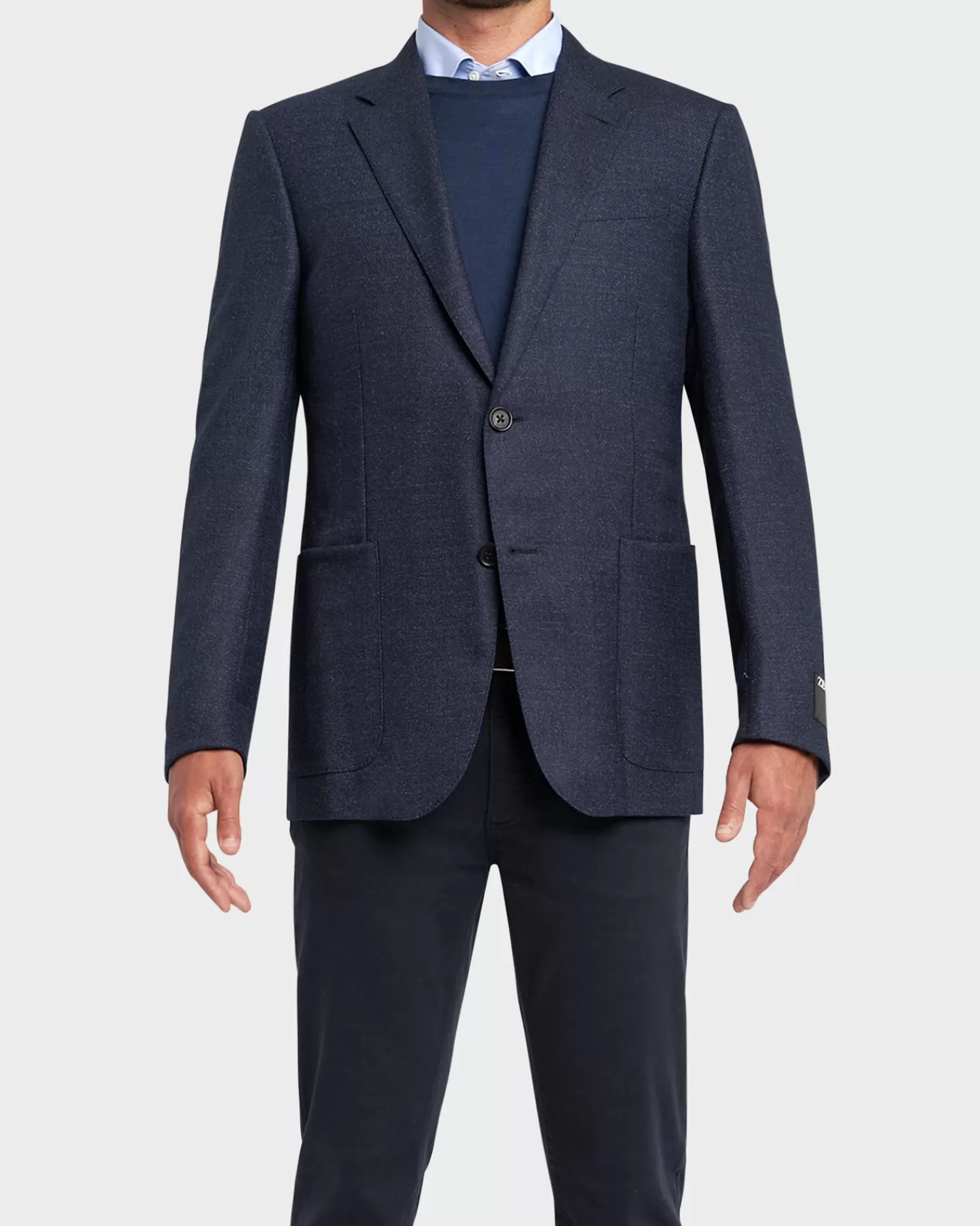 Zegna Blue Cavaliere Twill Tweed Finish Blazer^ Sports Jackets