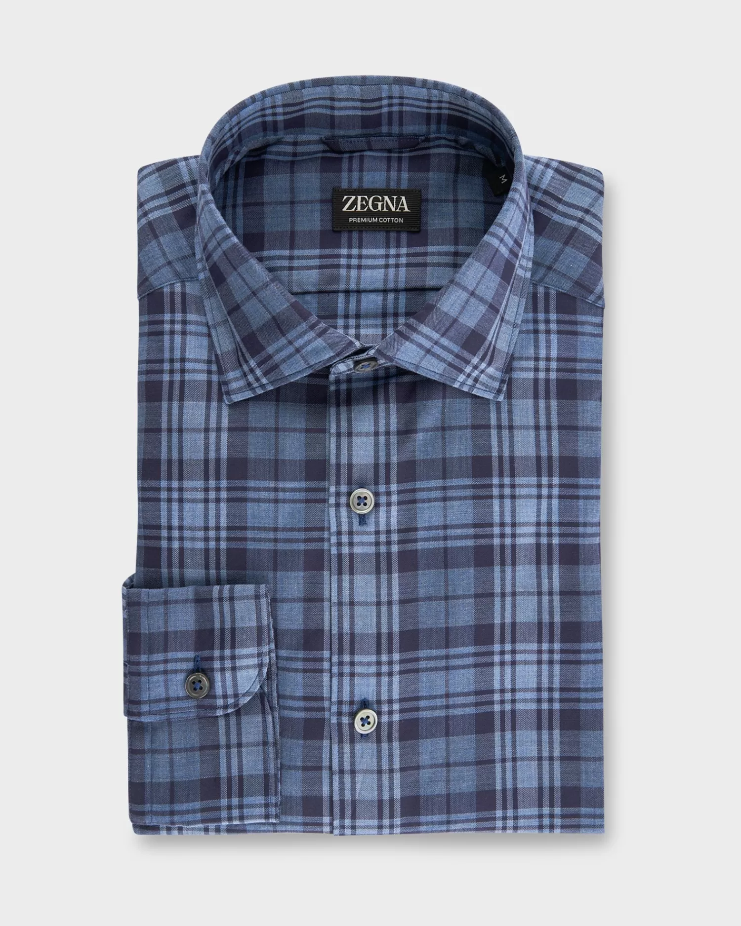 Zegna Blue Check Premium Cotton Shirt^ Casual Shirts