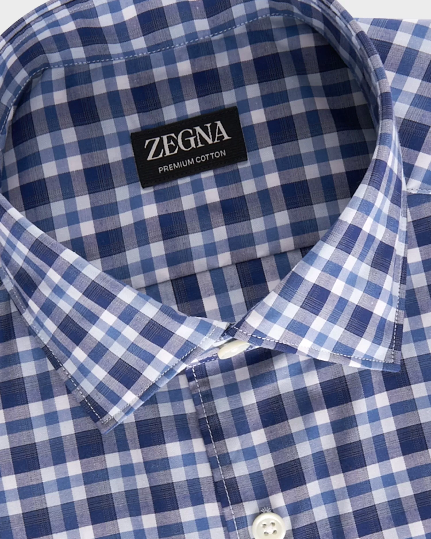 Zegna Blue Check Premium Cotton Shirt^ Casual Shirts