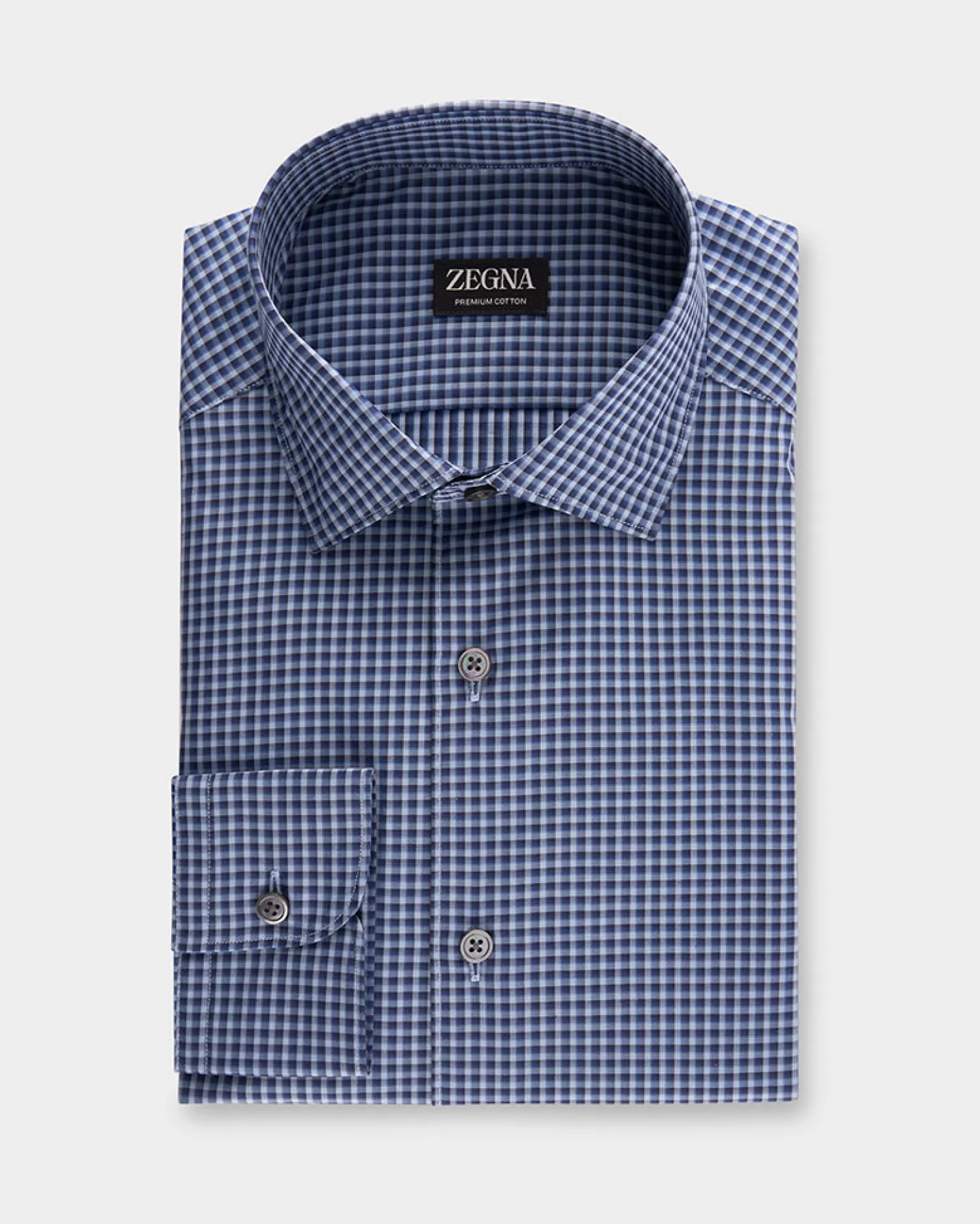 Zegna Blue Check Premium Cotton Shirt^ Casual Shirts