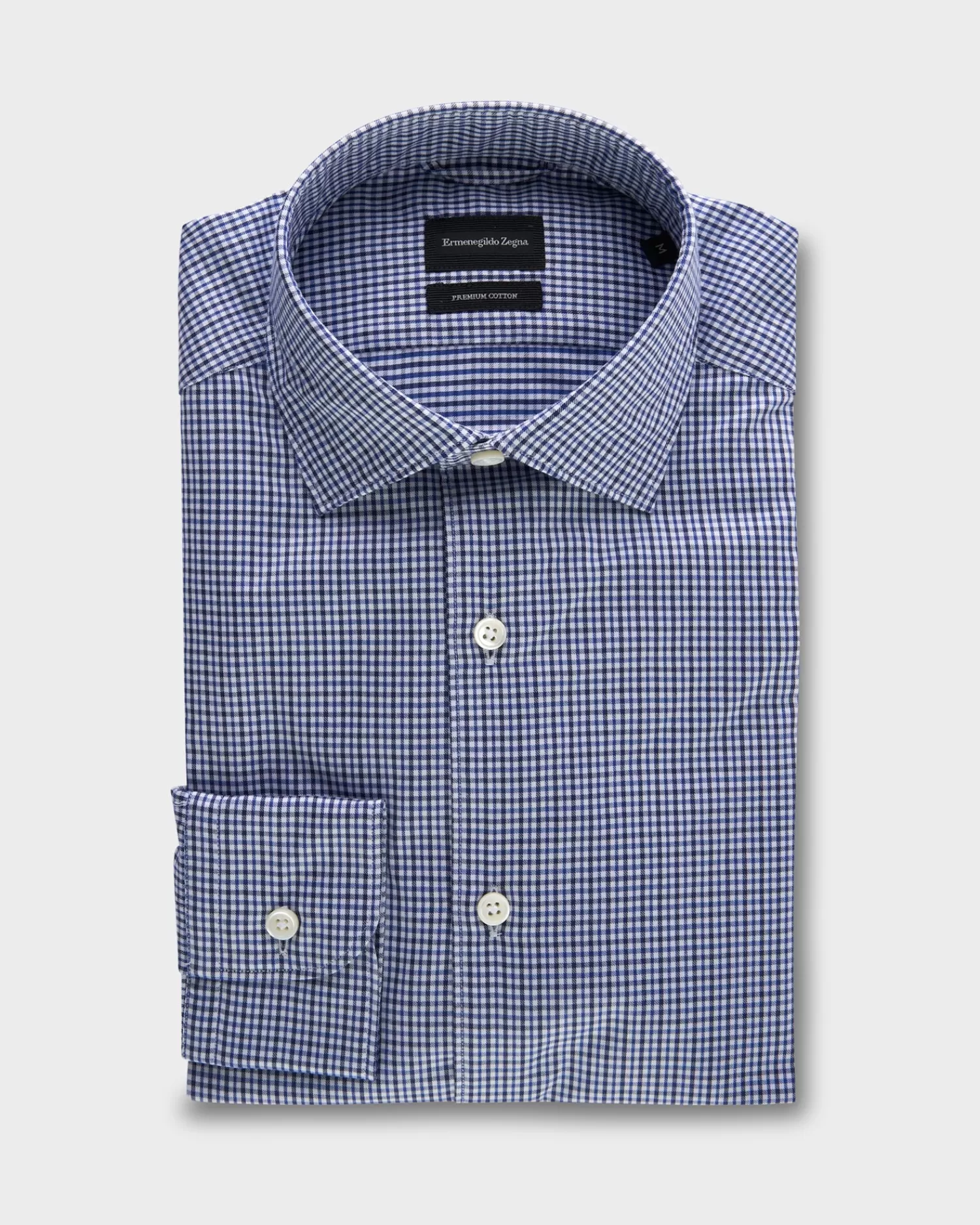 Ermenegildo Zegna Blue Check Premium Cotton Shirt^ Casual Shirts