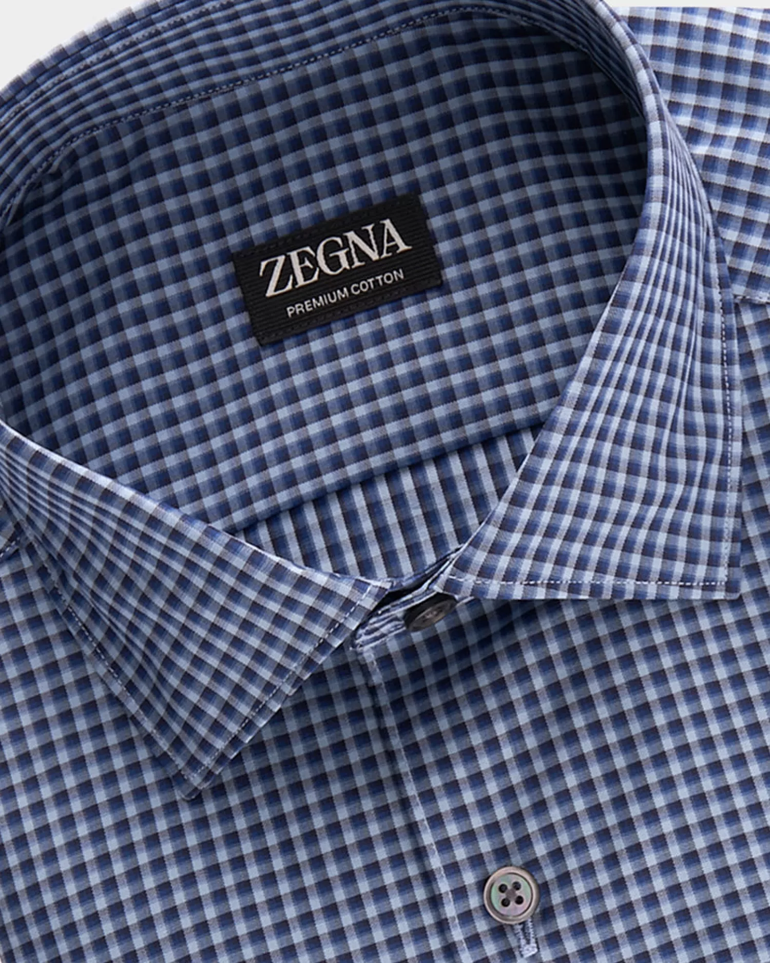 Zegna Blue Check Premium Cotton Shirt^ Casual Shirts