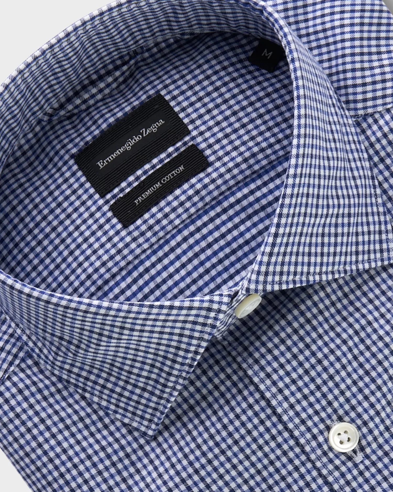 Ermenegildo Zegna Blue Check Premium Cotton Shirt^ Casual Shirts