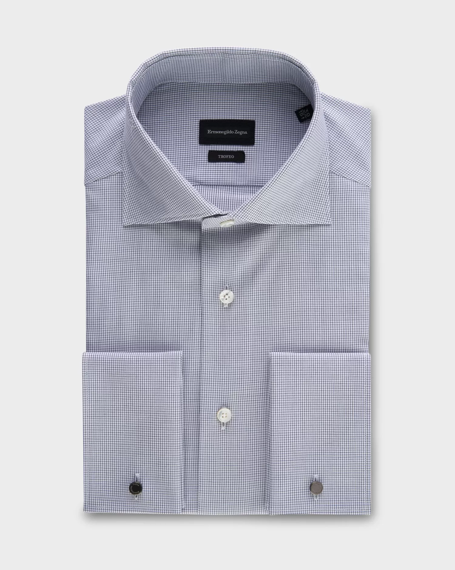 Ermenegildo Zegna Blue Check Trofeo Cotton Shirt^ Business Shirts