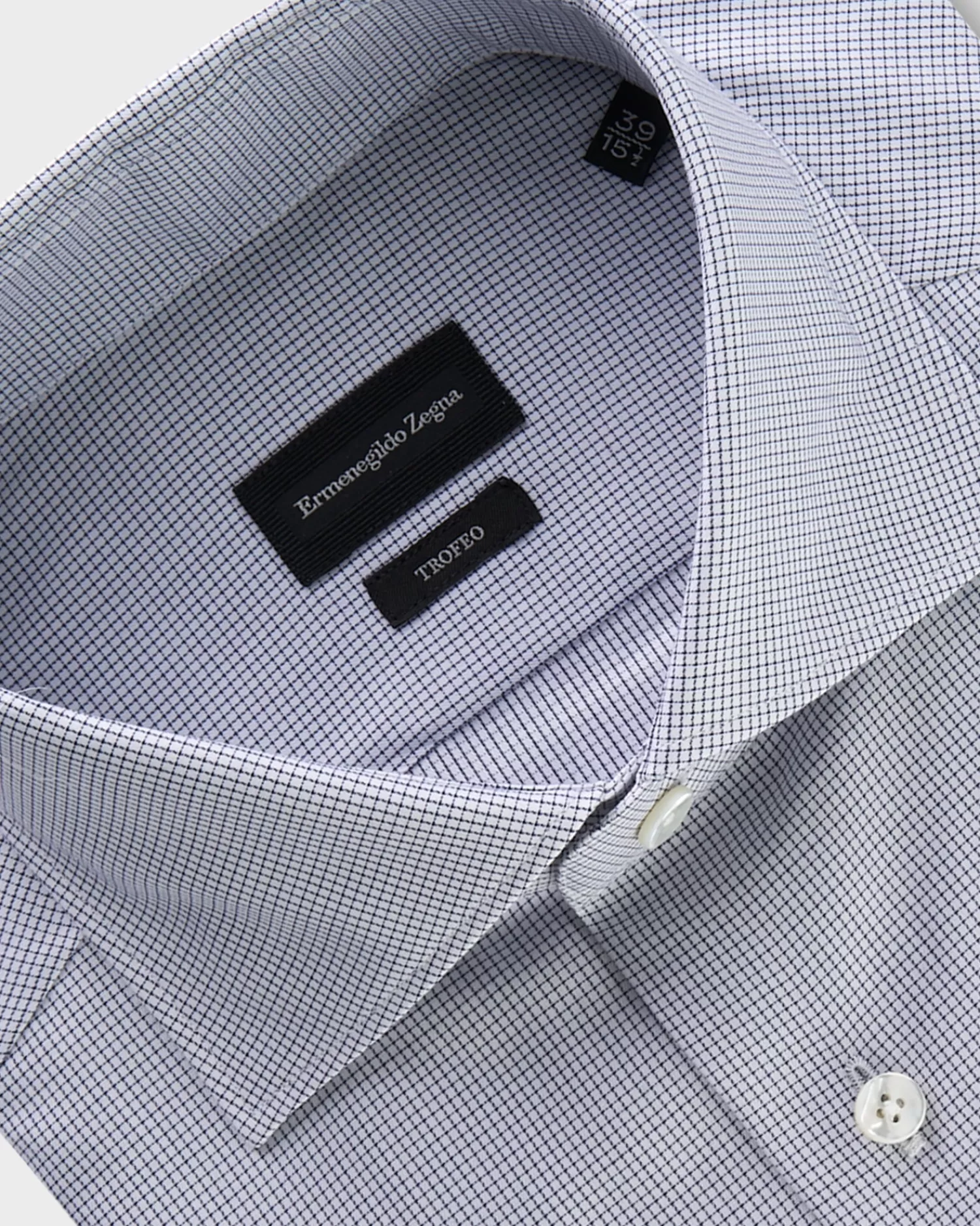 Ermenegildo Zegna Blue Check Trofeo Cotton Shirt^ Business Shirts