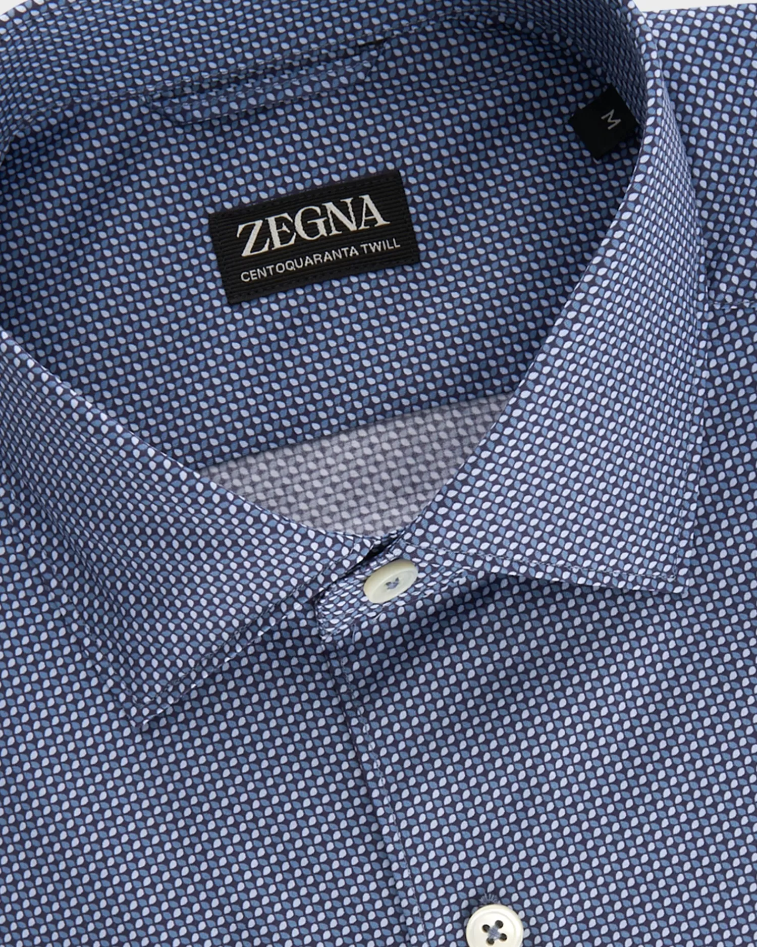 Zegna Blue Circular Pattern Centoquatra Twill Shirt^ Casual Shirts