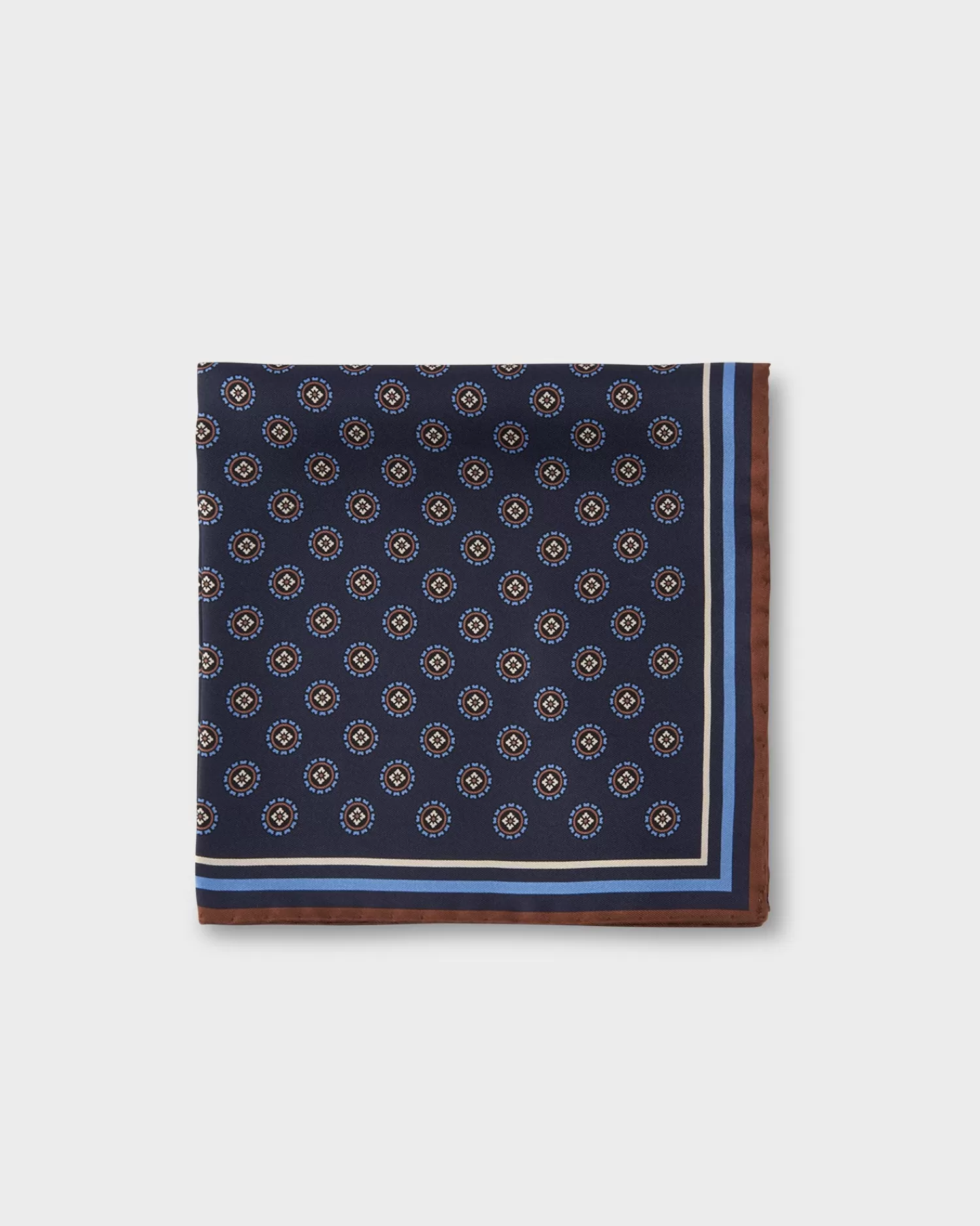 Altea Blue Circular Pattern Silk Pocket Square^ Pocket Squares