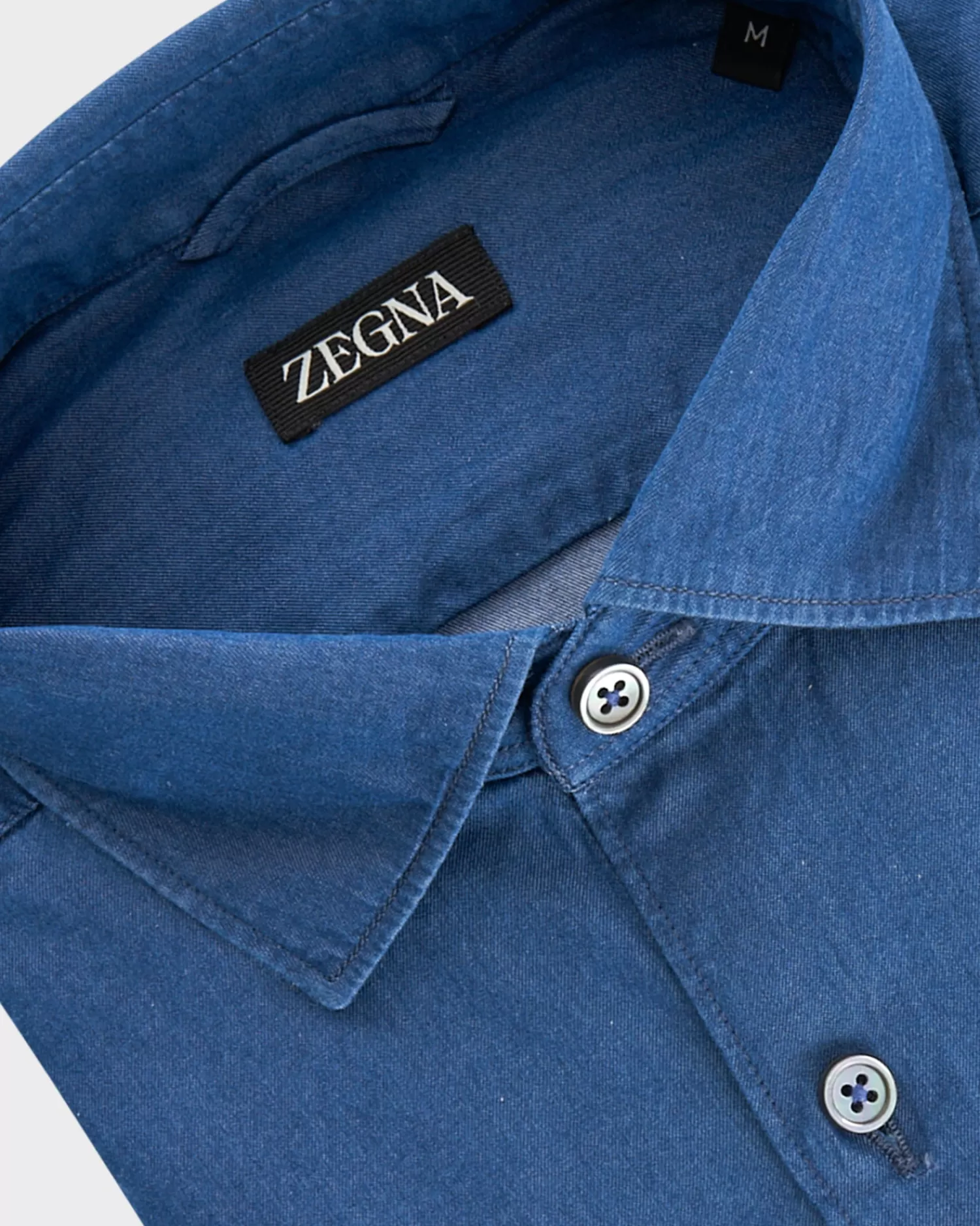 Zegna Blue Cotton Denim Shirt^ Casual Shirts