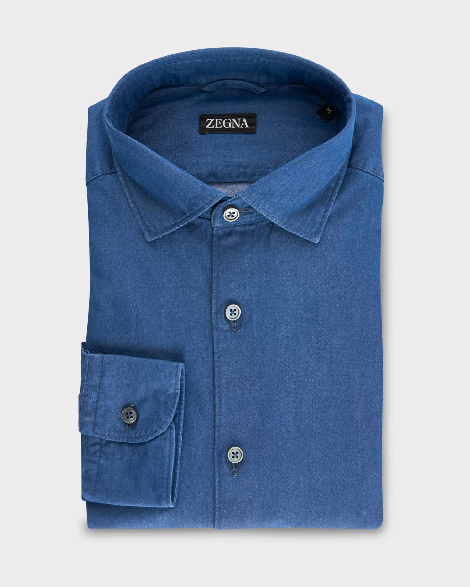 Zegna Blue Cotton Denim Shirt^ Casual Shirts