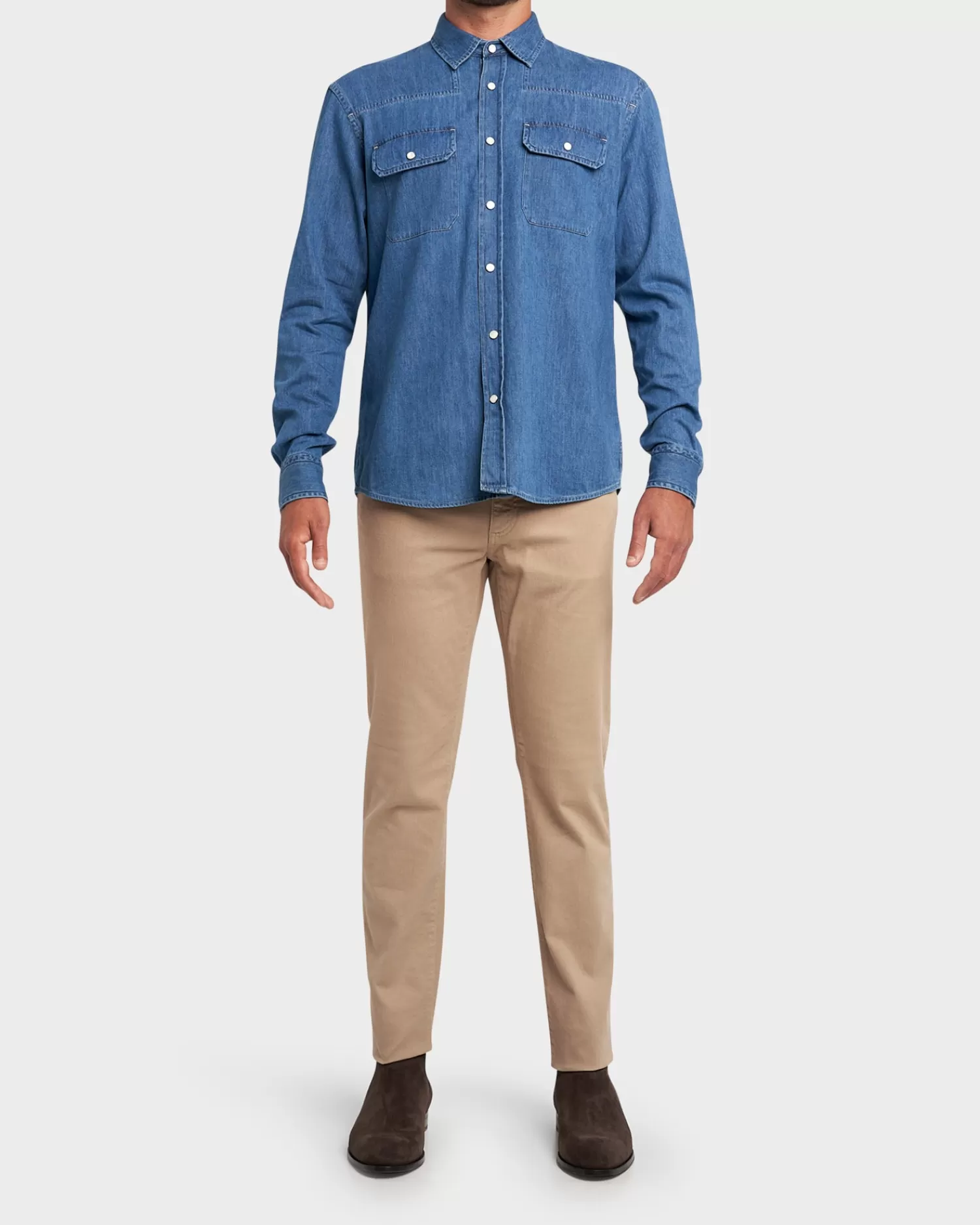 Zegna Blue Cotton Denim Shirt^ Casual Shirts