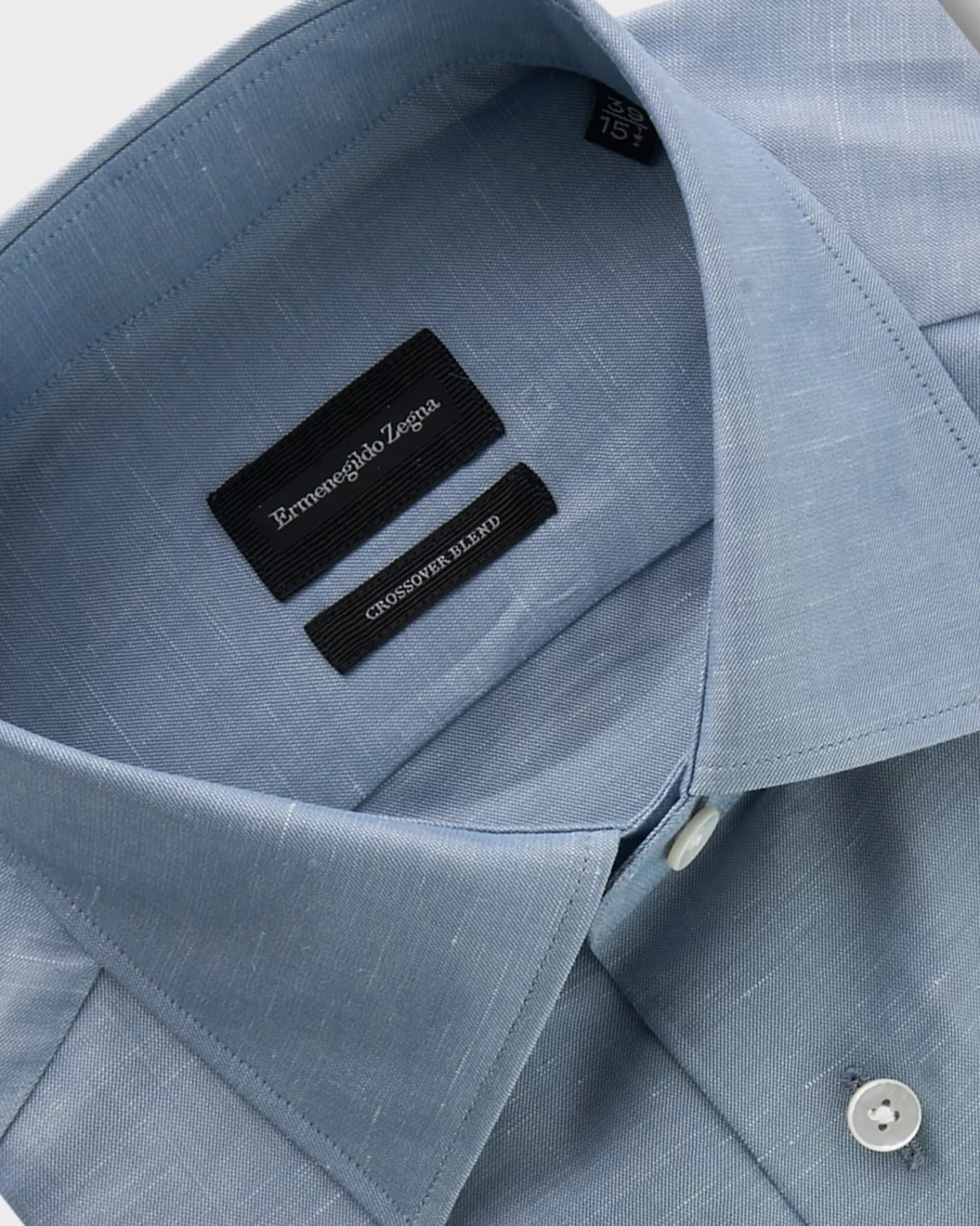 Ermenegildo Zegna Blue Crossover Blend Cotton Linen Silk Shirt^ Business Shirts