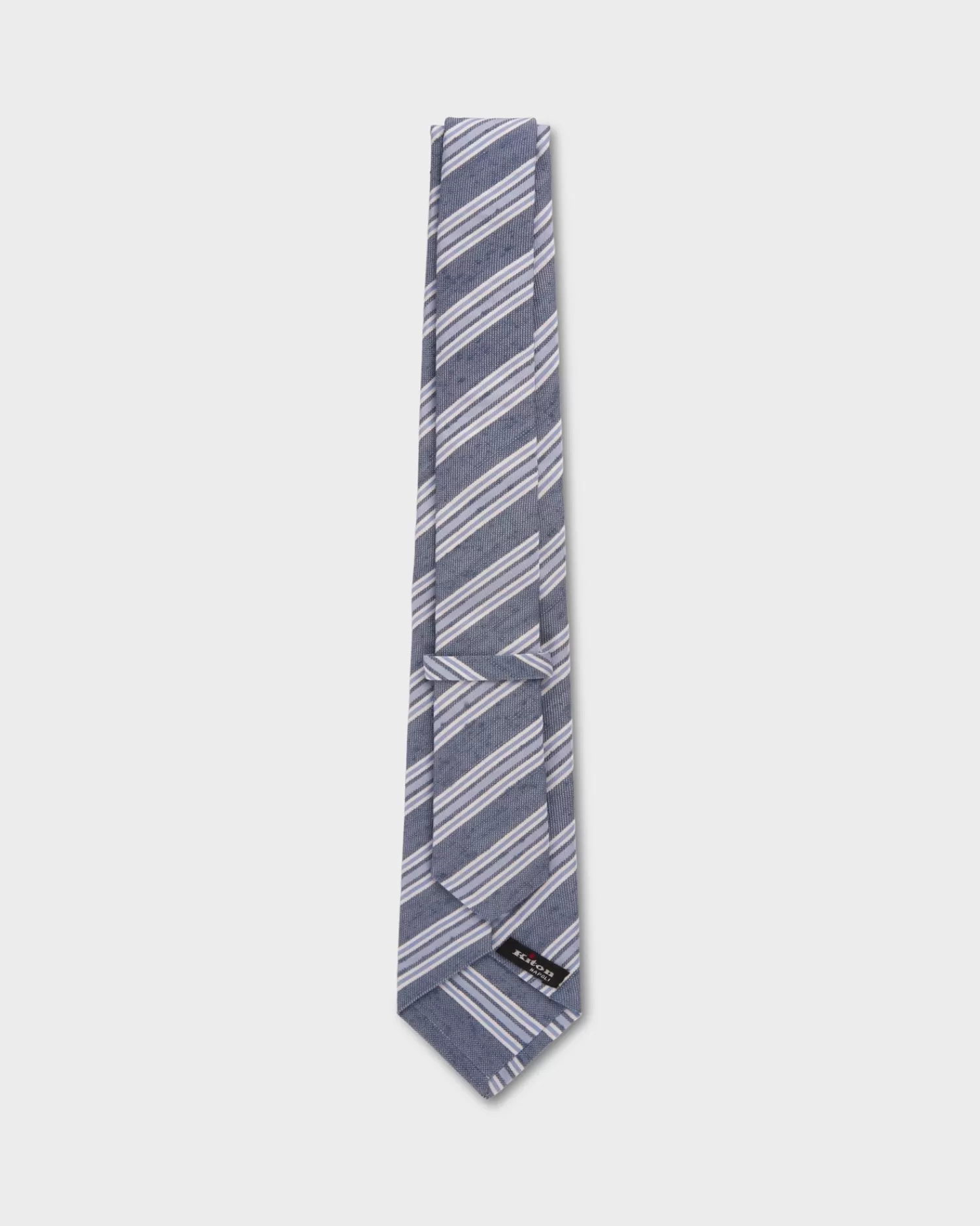 Kiton Blue Diagonal Striped Silk Tie^ Ties