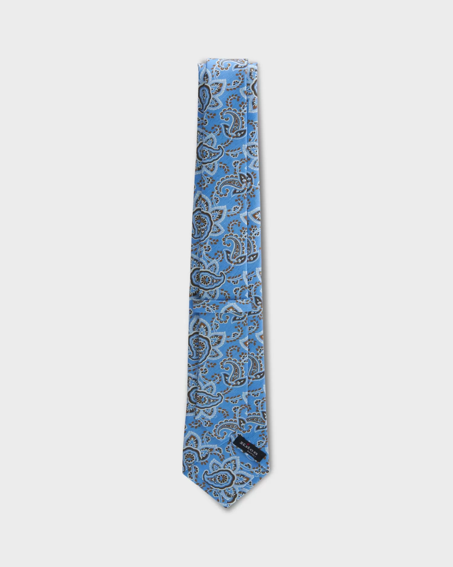 Kiton Blue Floral Paisley Silk Linen Tie^ Ties