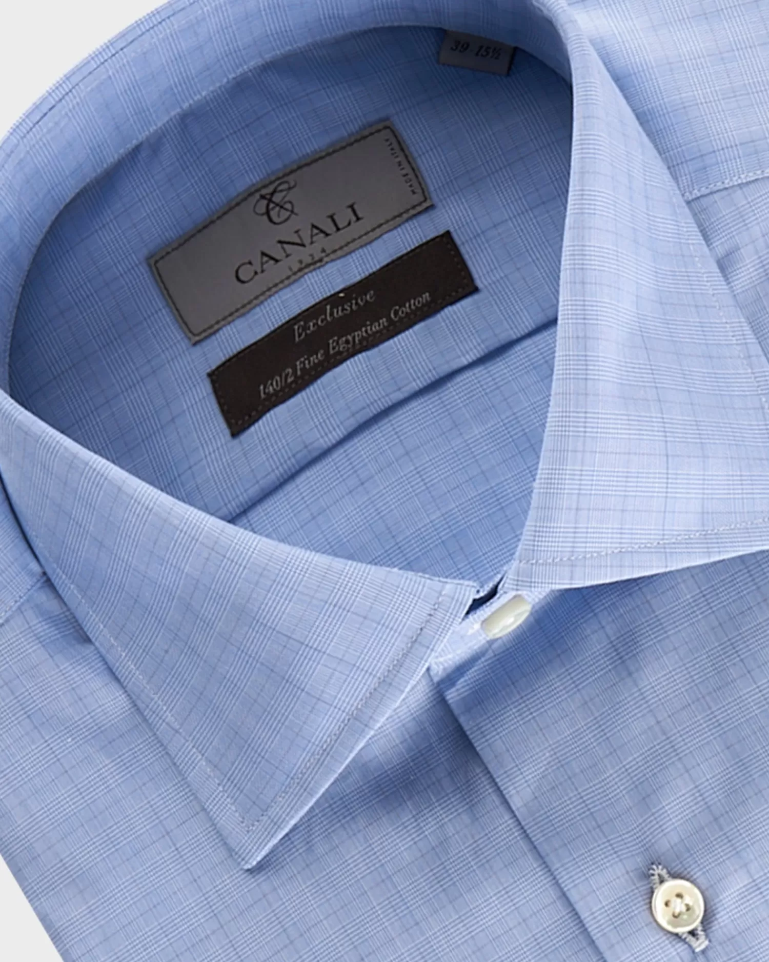 Canali Blue Glen Check 140/2 Fine Egyptian Cotton Shirt^ Business Shirts