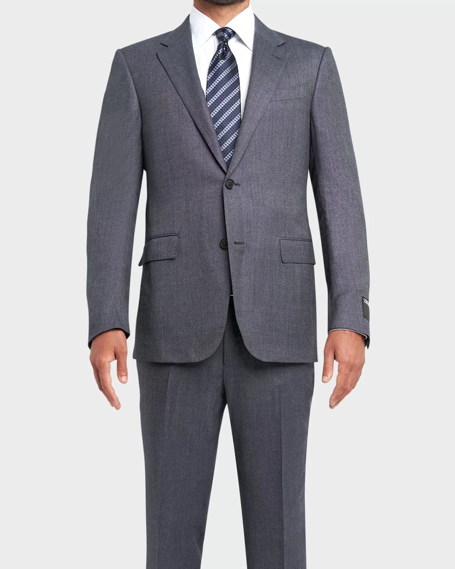 Zegna Blue Grey Microstructure15Milmil15 Wool Suit^ Suiting