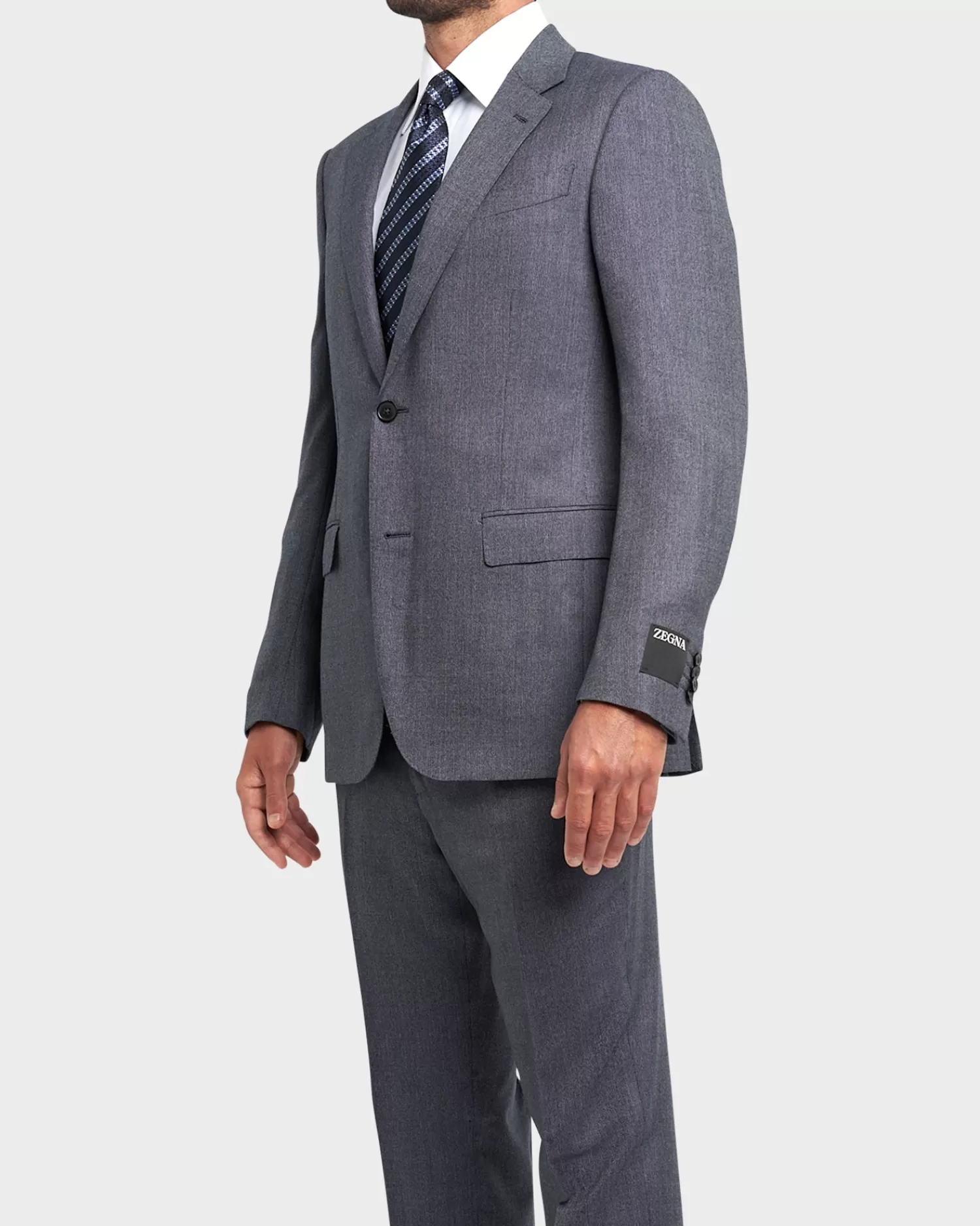 Zegna Blue Grey Microstructure15Milmil15 Wool Suit^ Suiting