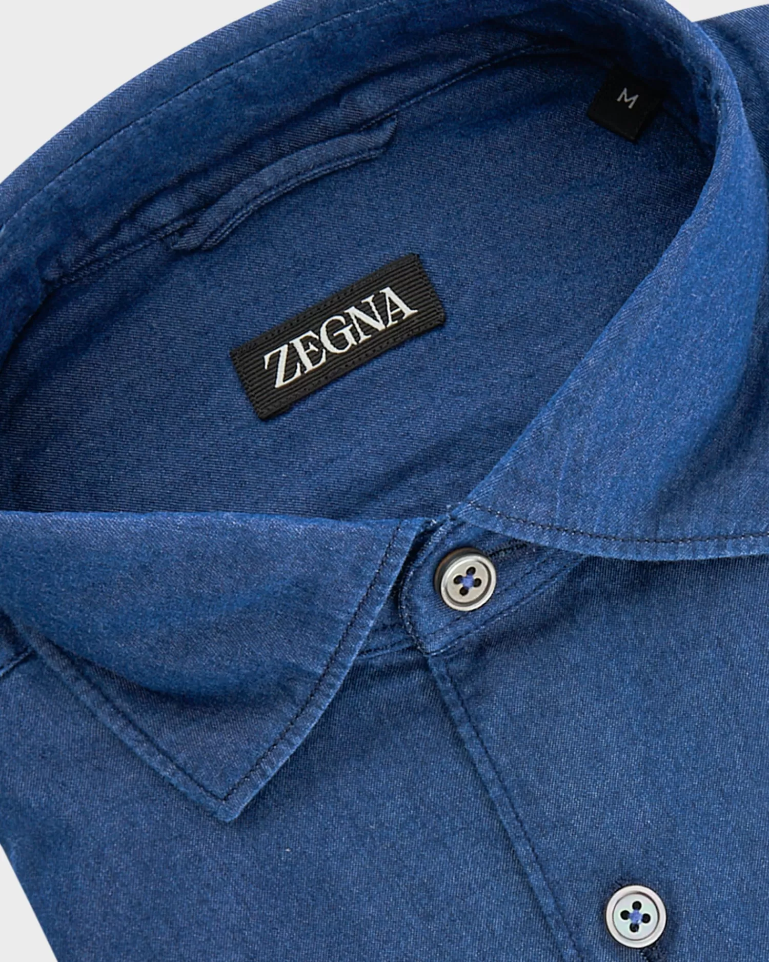 Zegna Blue Indigo Dyed Cotton Denim Shirt^ Casual Shirts