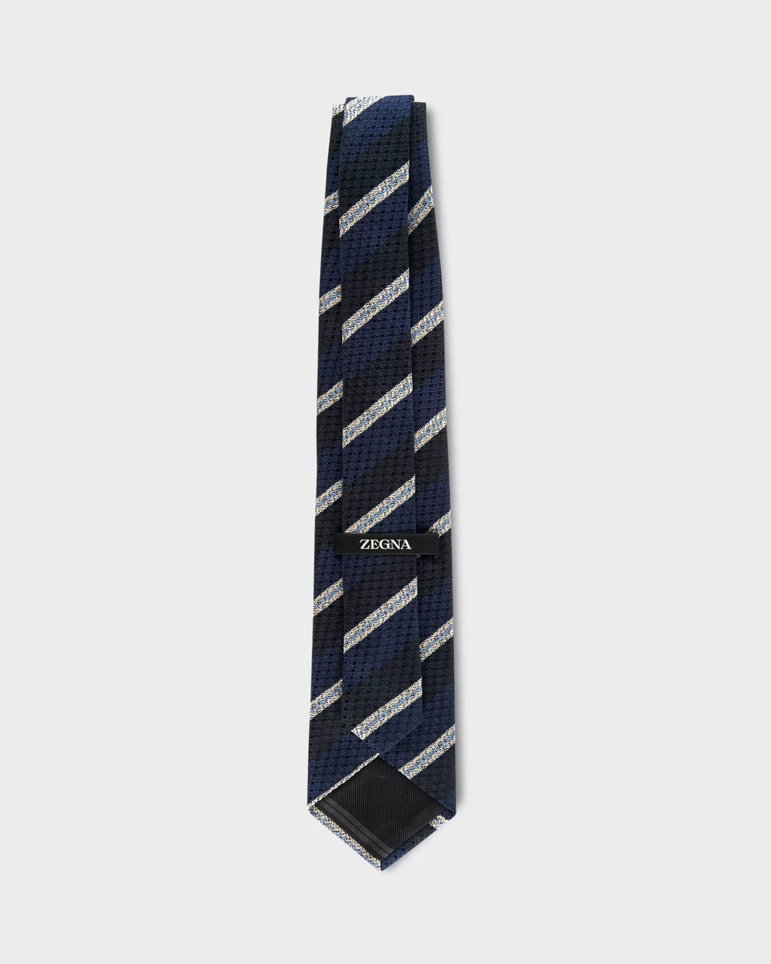 Zegna Blue Large Diagonal Pattern Silk Tie^ Ties