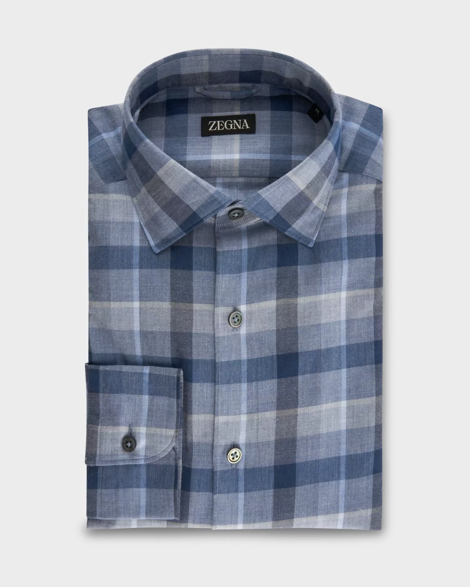 Zegna Blue Macro Check Cotton Shirt^ Casual Shirts