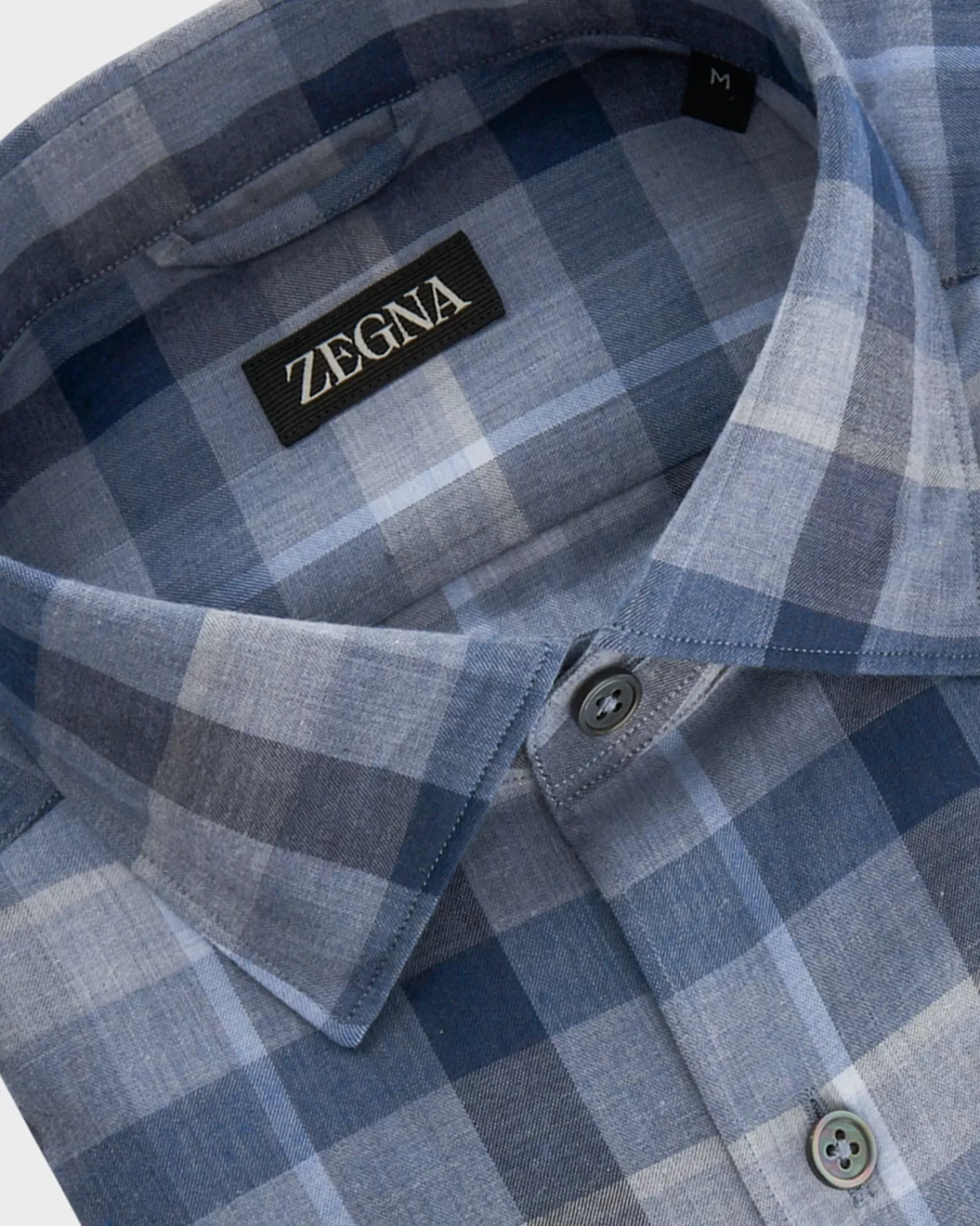 Zegna Blue Macro Check Cotton Shirt^ Casual Shirts