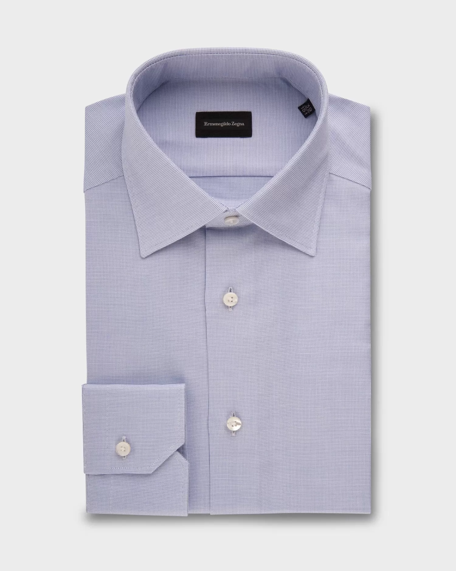 Ermenegildo Zegna Blue Micro Check Cotton Shirt^ Business Shirts