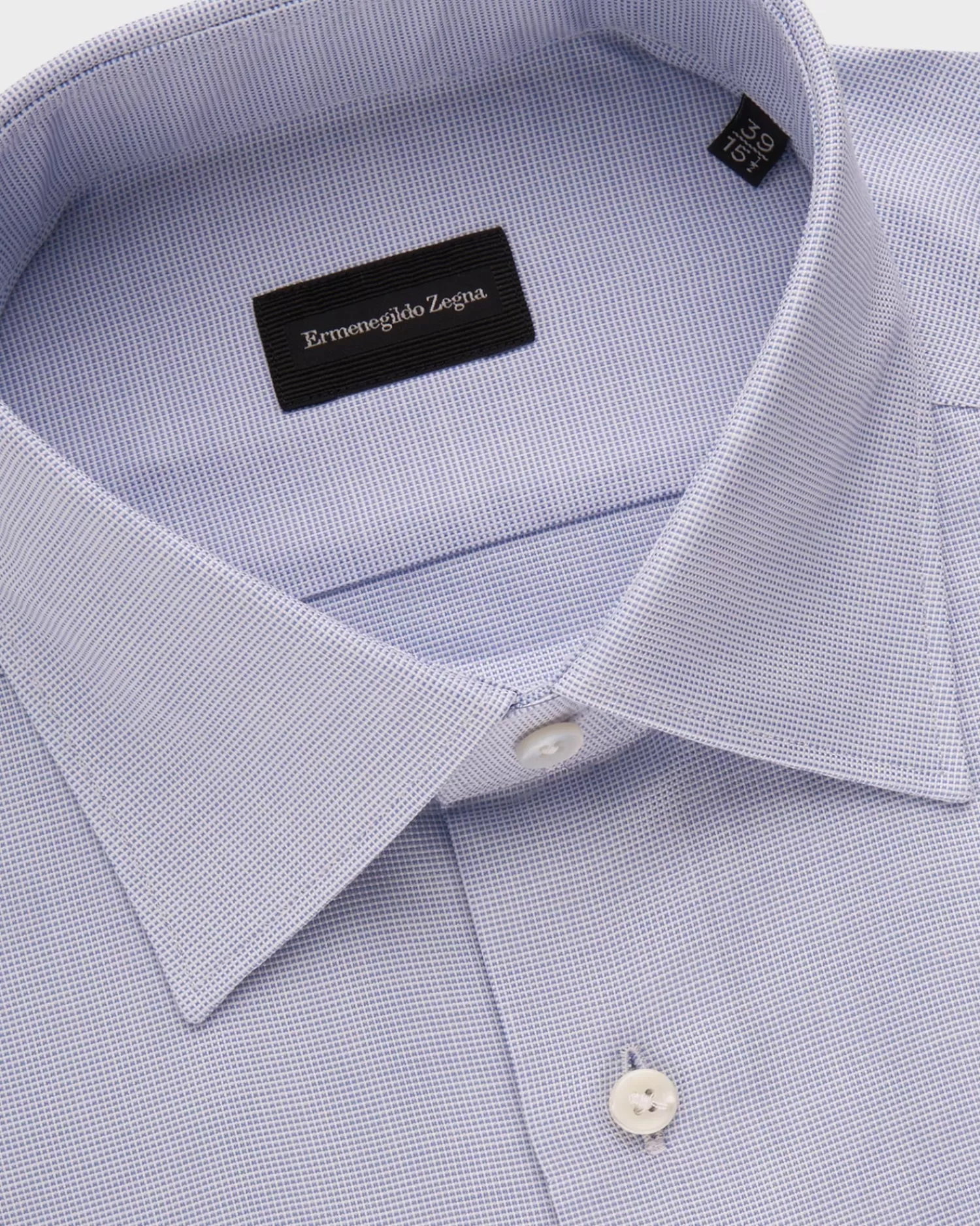 Ermenegildo Zegna Blue Micro Check Cotton Shirt^ Business Shirts