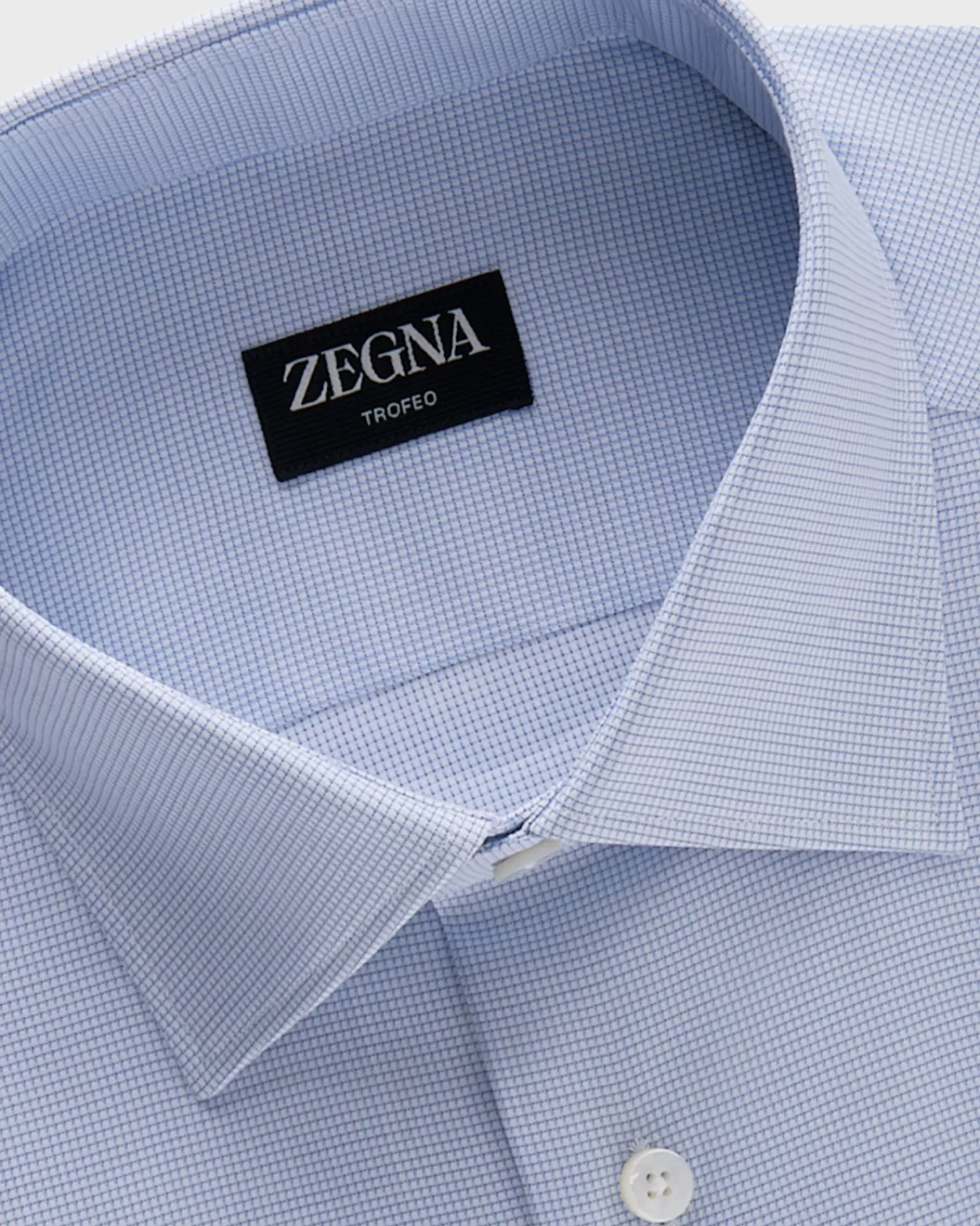 Zegna Blue Micro Check Trofeo Cotton Shirt^ Business Shirts