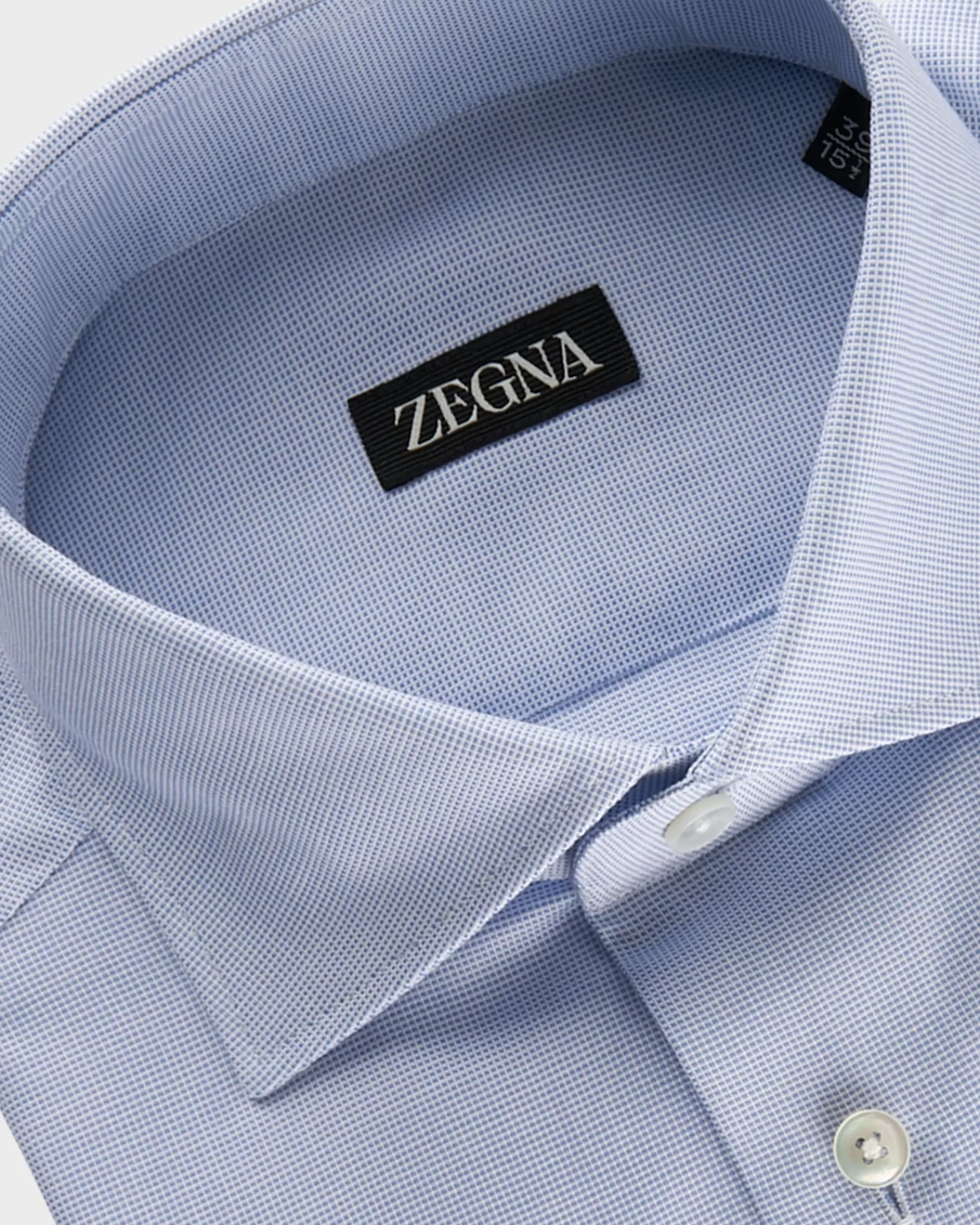 Zegna Blue Micro Weave French Cuff Cotton Shirt^ Business Shirts